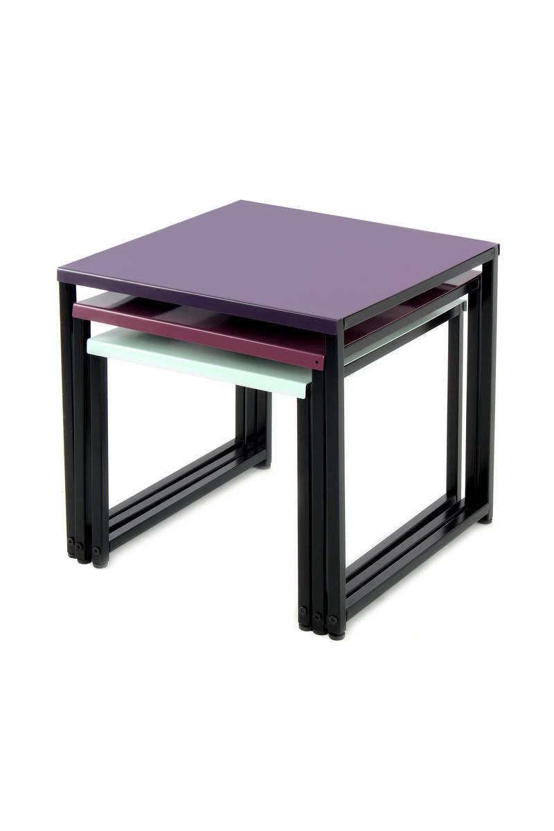 3er-Set Beistelltisch SOUTH 110 - pflaume-grün - 45 cm