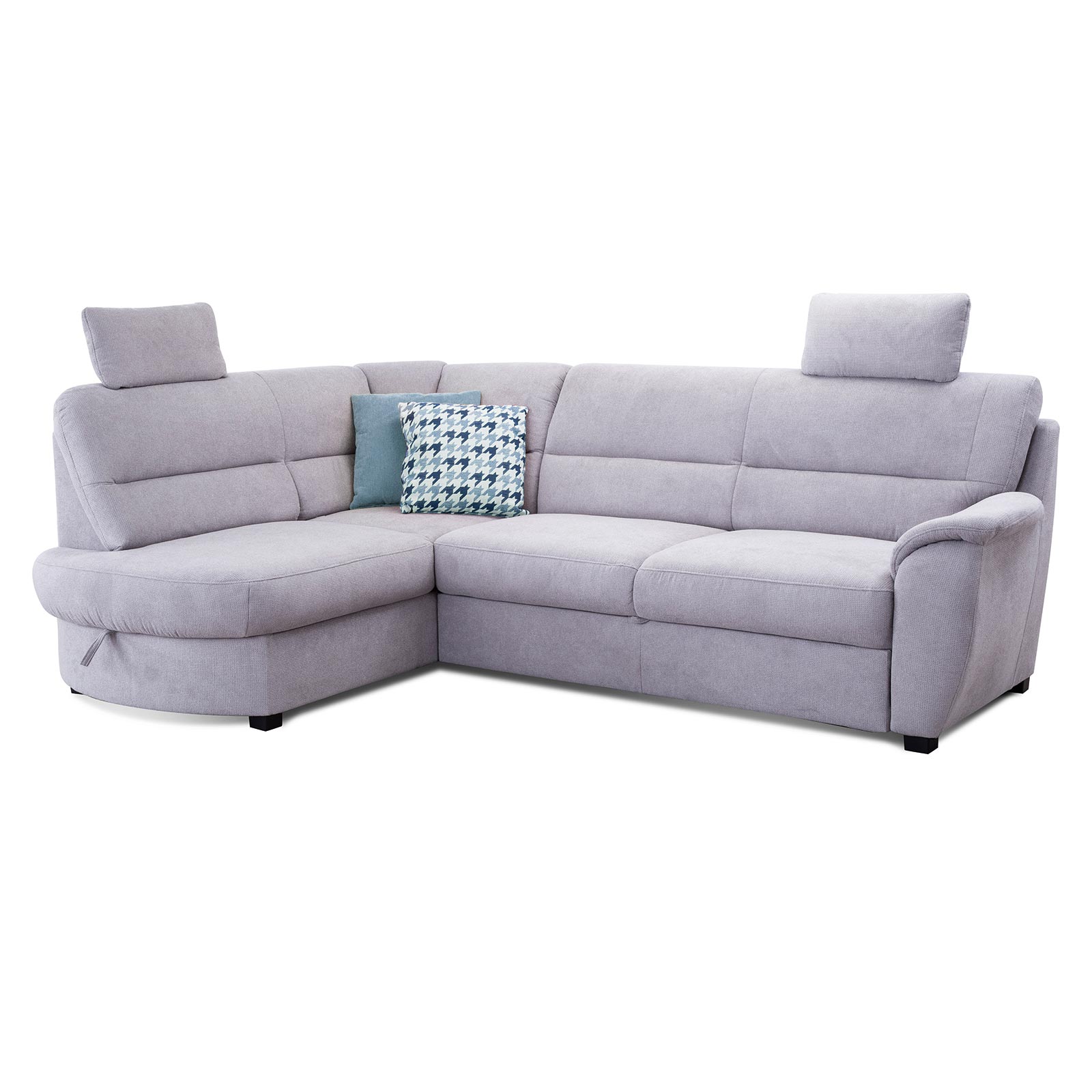 Ecksofa - silver - Flachgewebe - Liegefunktion