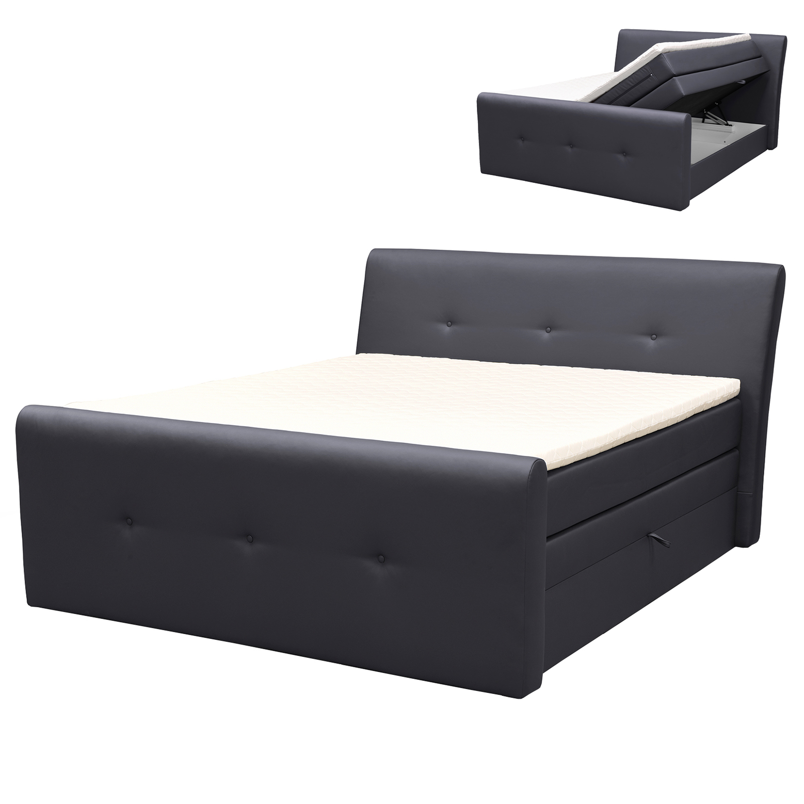 Boxspringbett - graphit - H2 - 160x200 cm