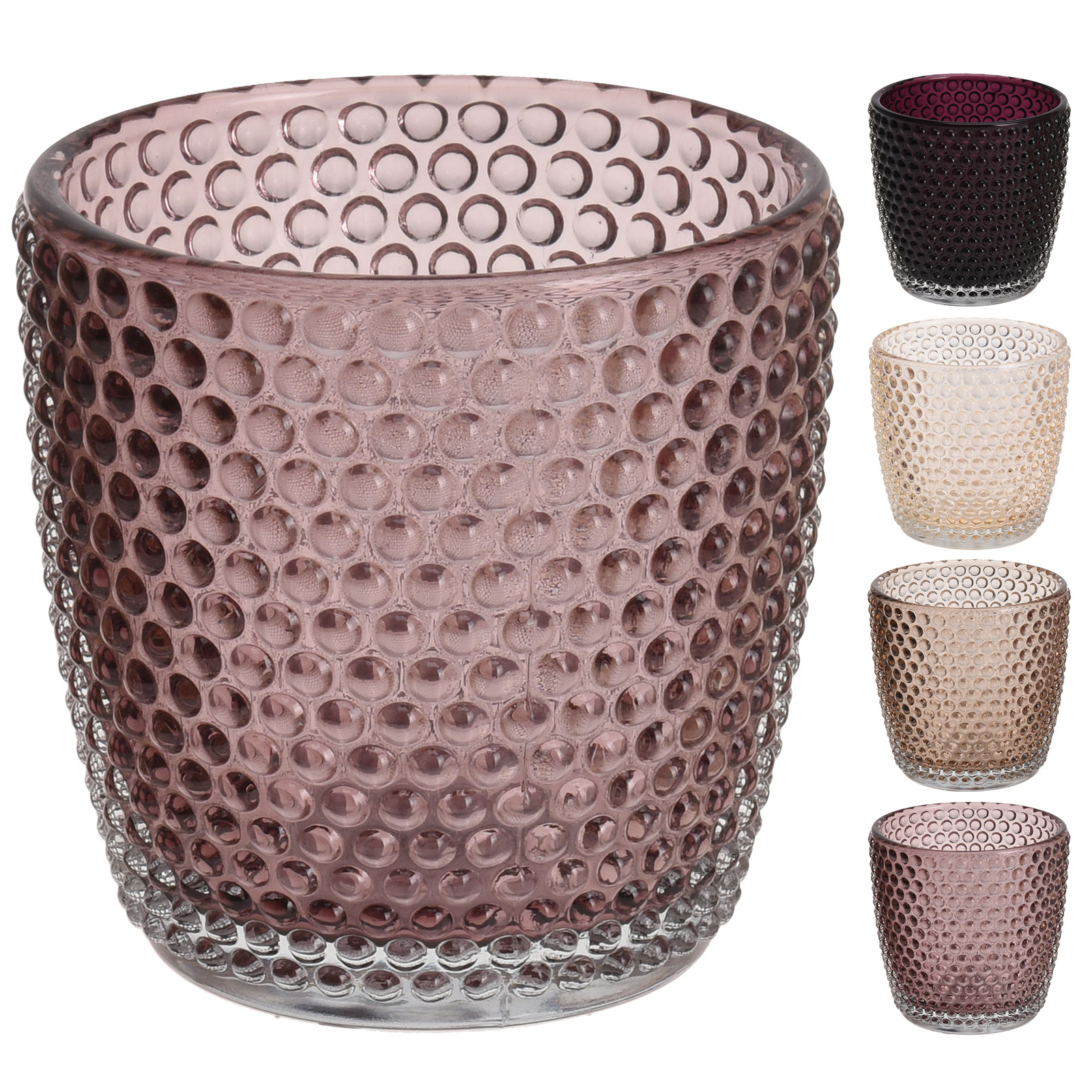 Teelichthalter - Glas - Beerenmixfarben - Ø 9 cm