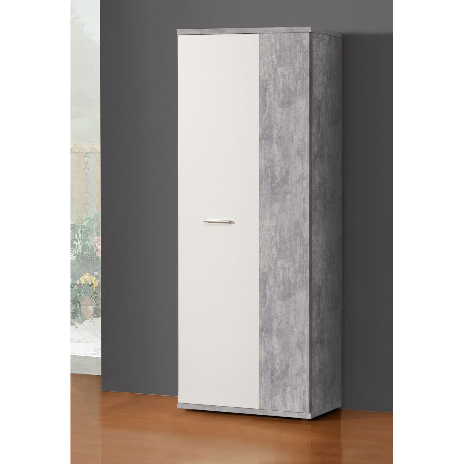 Schuhschrank - Betonoptik-weiß - 5 Einlegeböden