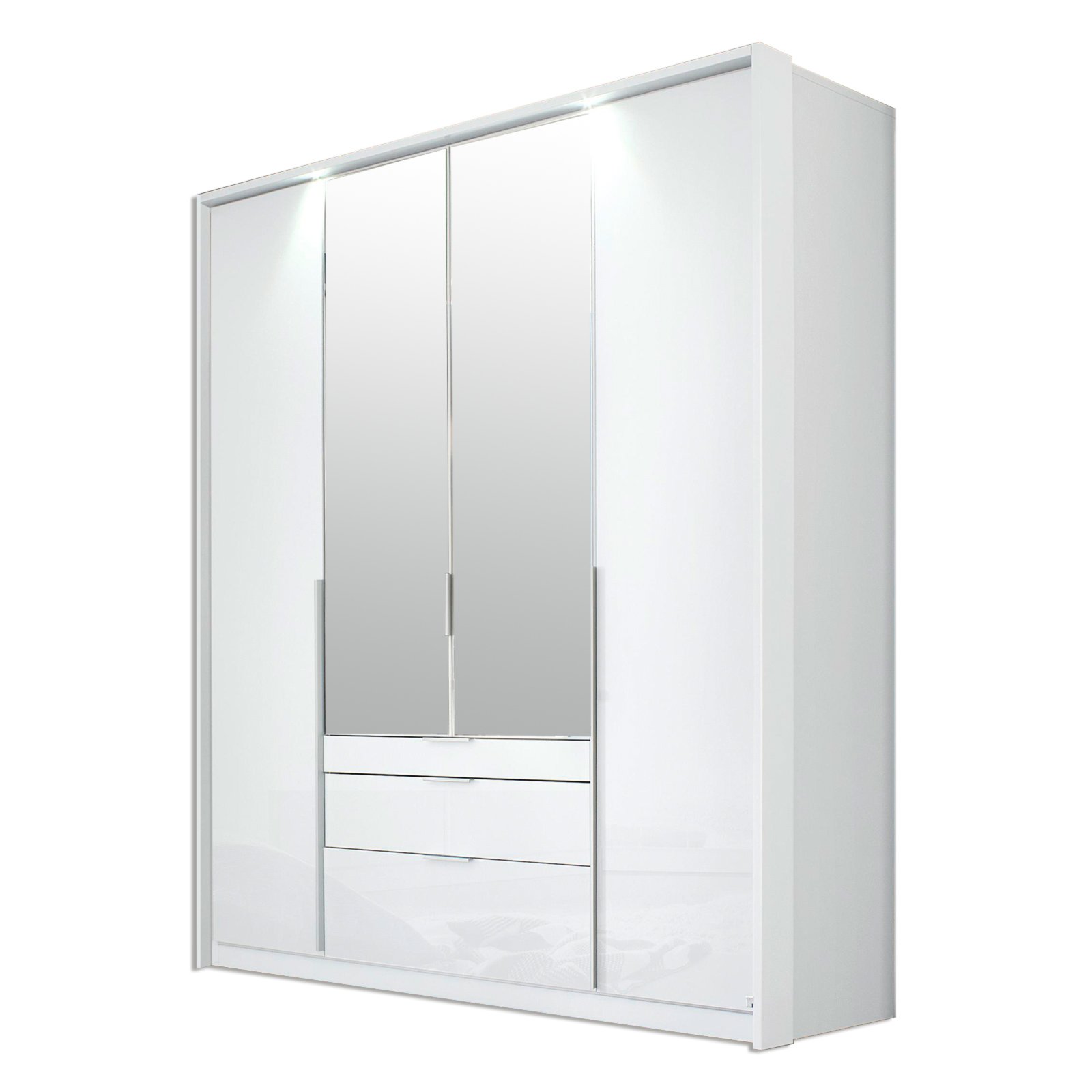 drehtürenschrank - alpinweiß-weiß hochglanz - 181 cm breit