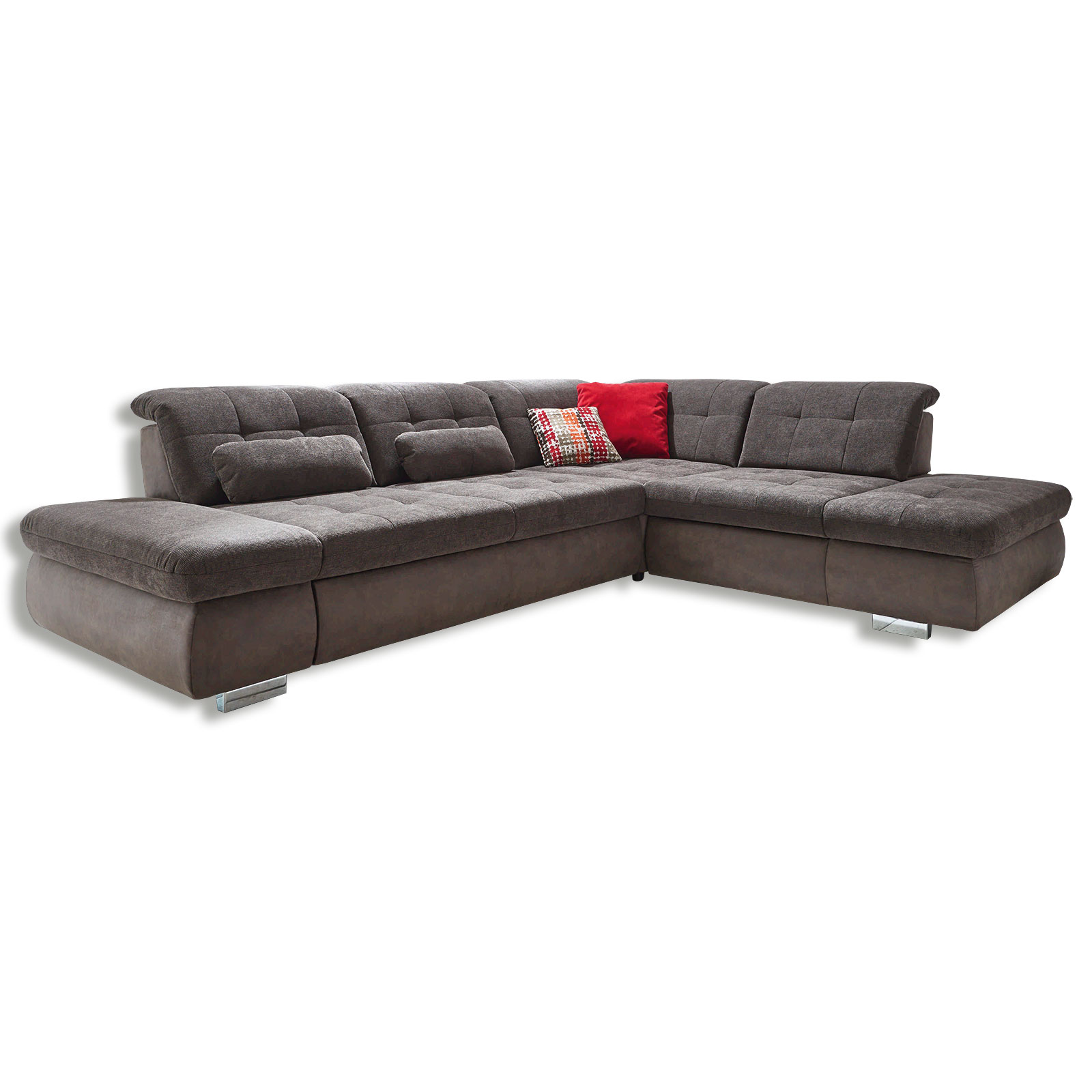 polsterpower Ecksofa anthrazitslate mit Funktionen Anstellhocker