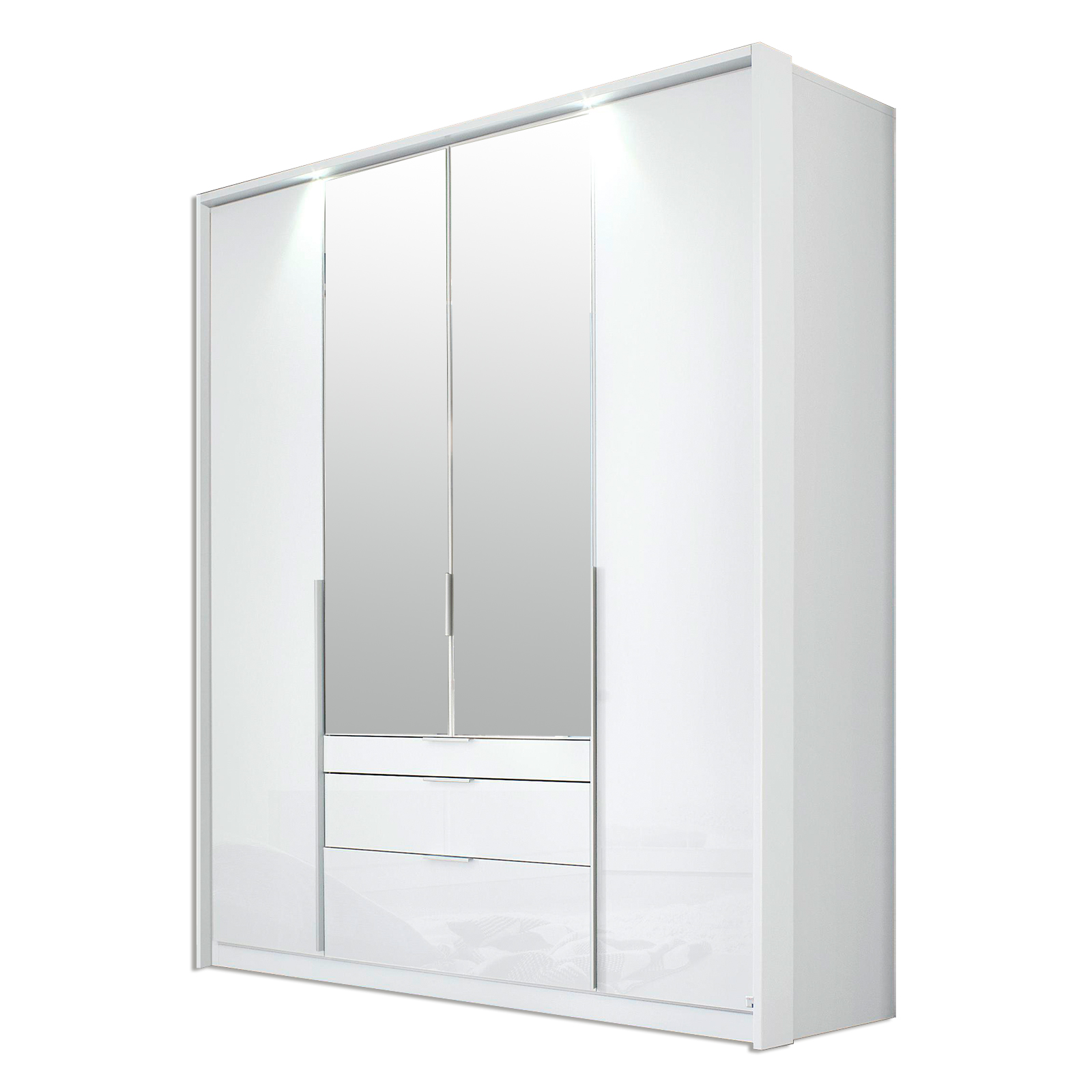 Drehtürenschrank - alpinweiß-weiß Hochglanz - 181 cm breit
