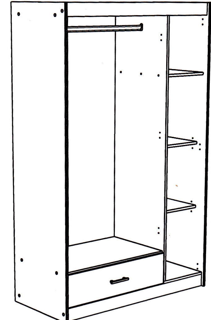 2-teiliges Jugendzimmer CHARLY 6 - Akazie-weiß - 90x200 cm