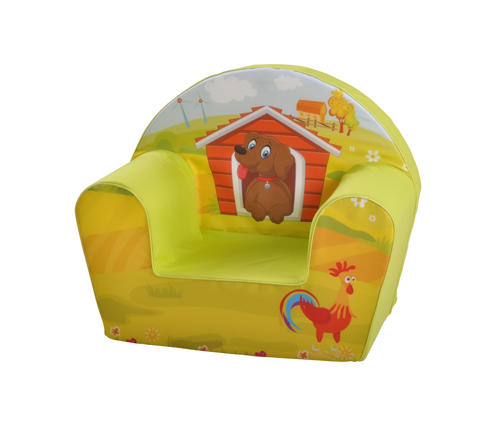 Kindersessel DOG ON A FARM - grün-gelb