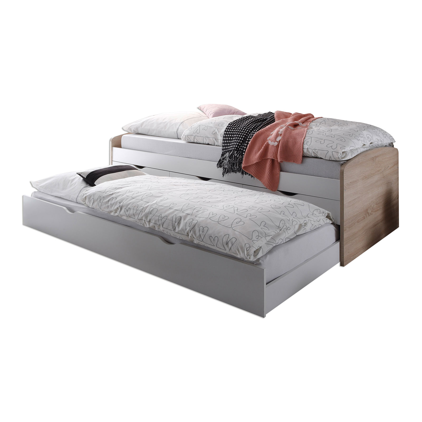 Funktionsbett - Sonoma Eiche-weiß - 2x 90x200 cm