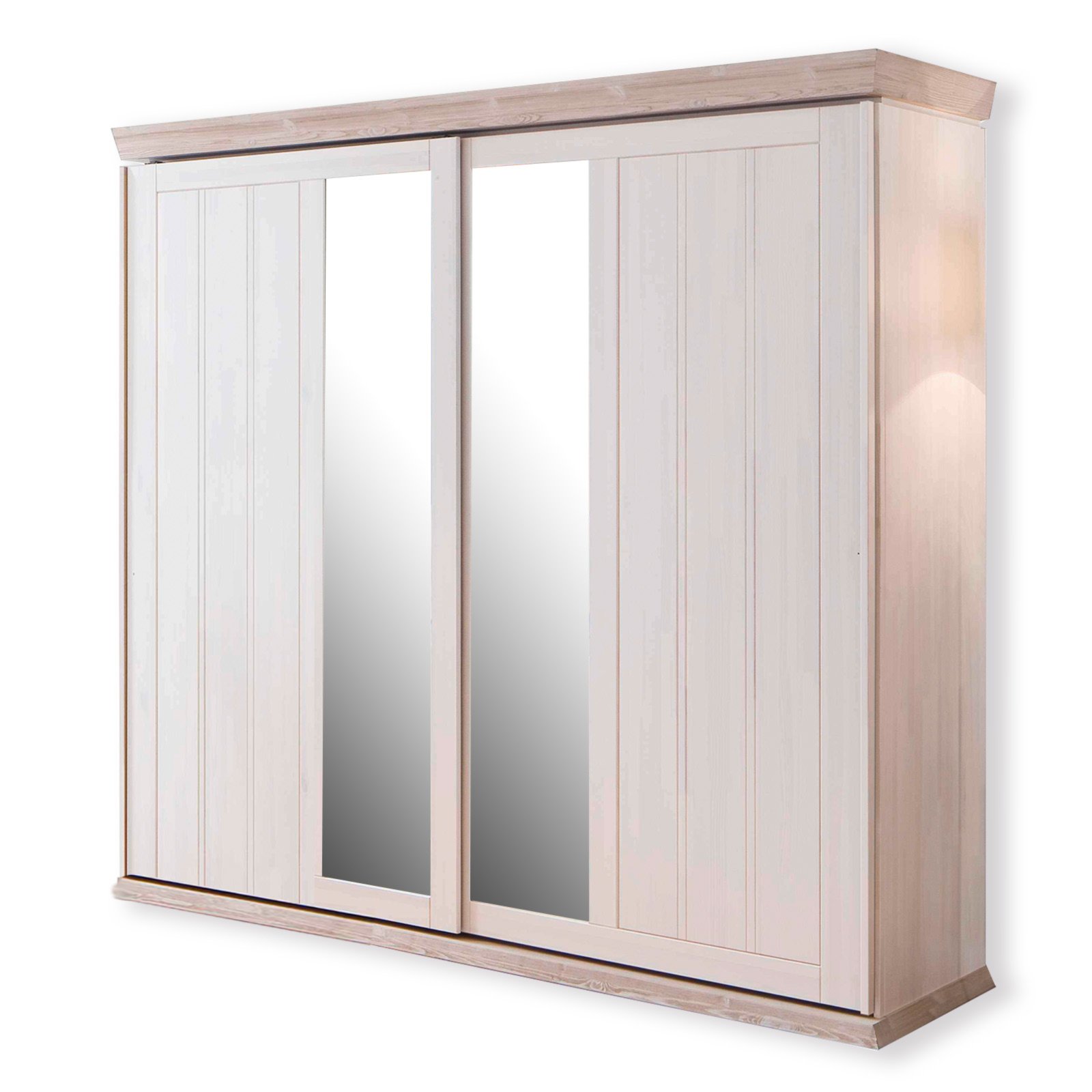 Schwebetürenschrank KieferWeißMilan massiv 226 cm