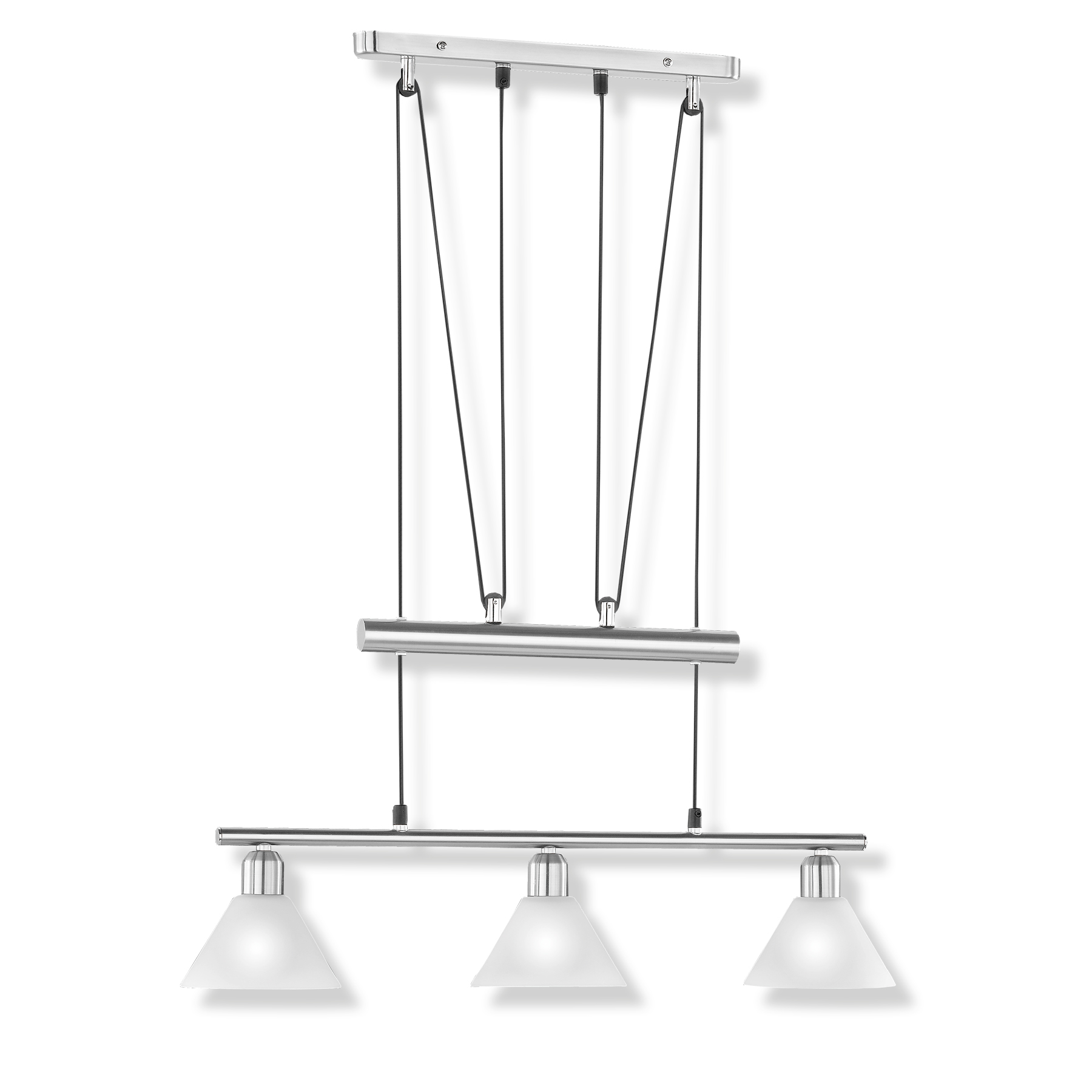 Pendelleuchten Wohnzimmer Höhenverstellbar Pendelleuchte - Nickel matt - höhenverstellbar - 3-flammig | Online bei