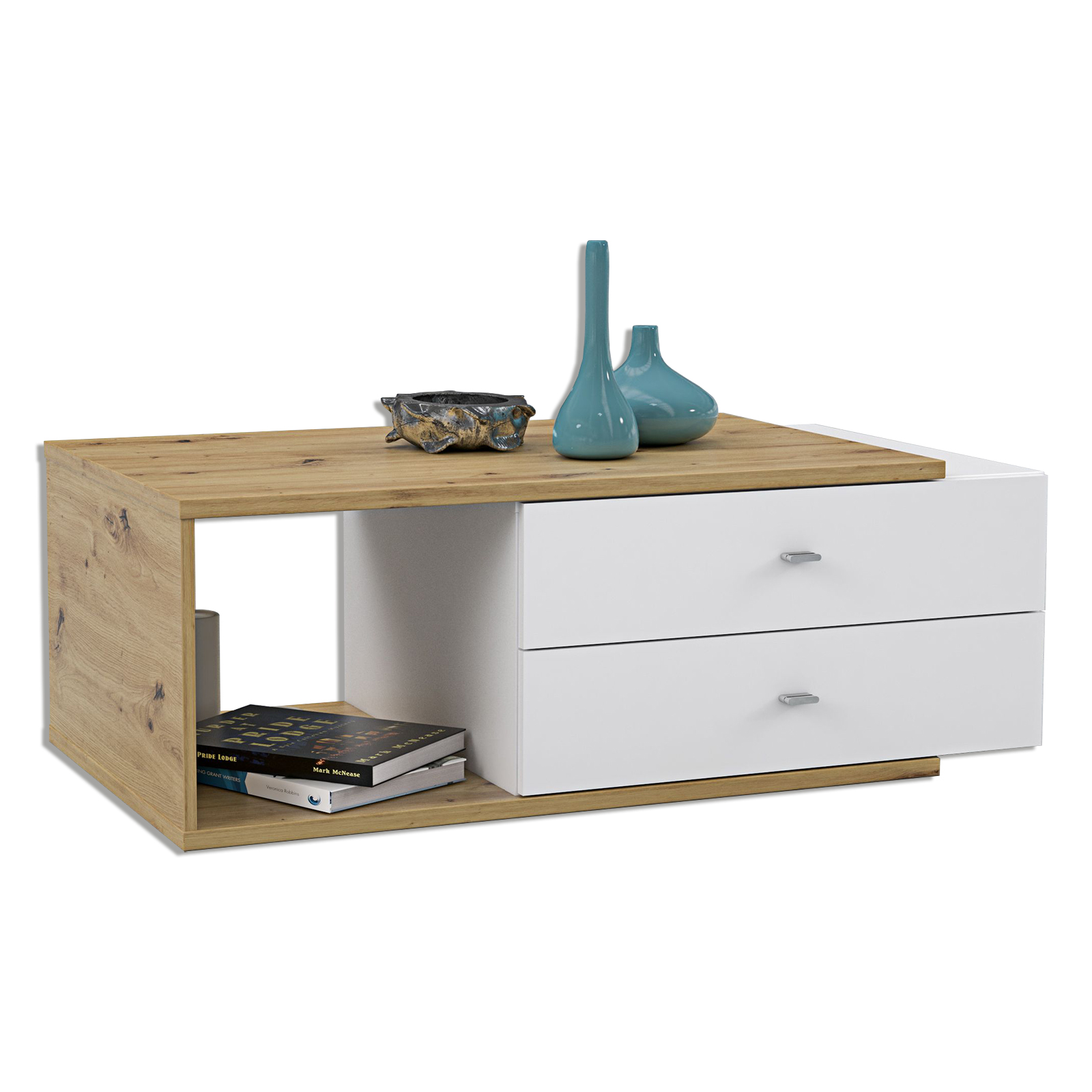 Couchtisch - Artisan Eiche-weiß - 2 Schubkästen