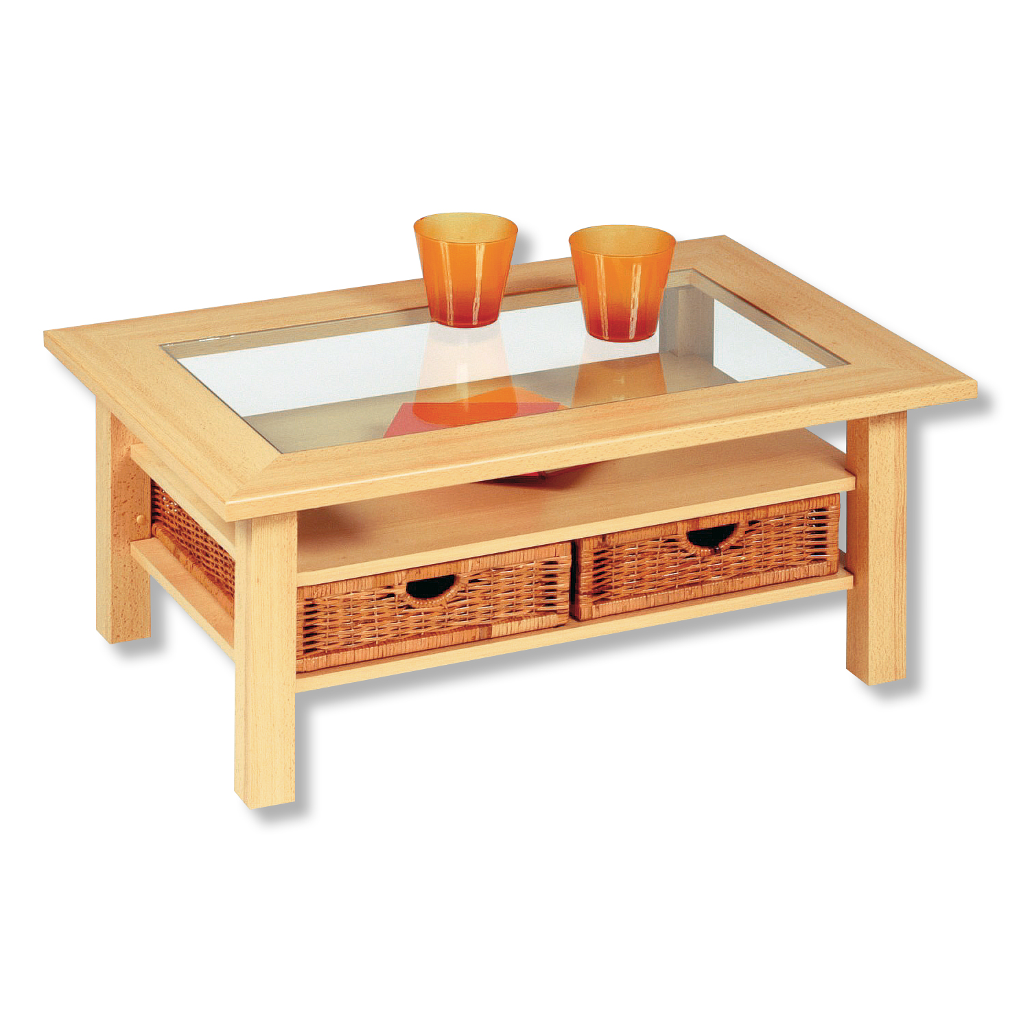 Couchtisch - Buche - mit Glaseinlage