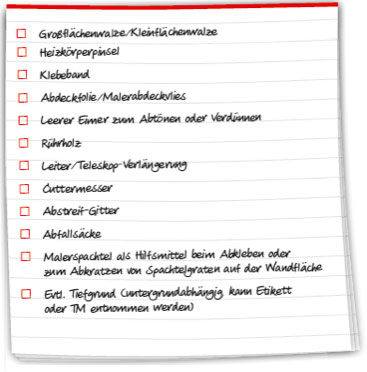 Einkaufszettel Malerarbeiten