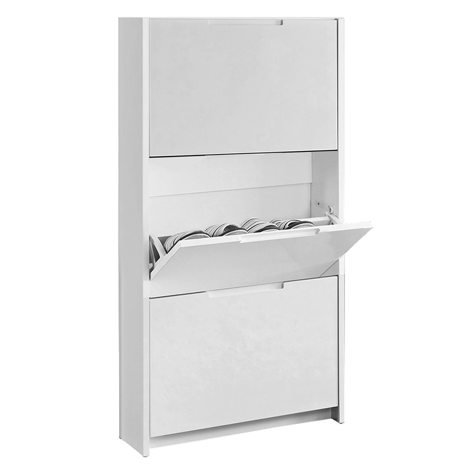 Schuhkipper - weiß Hochglanz - 3 Klappen