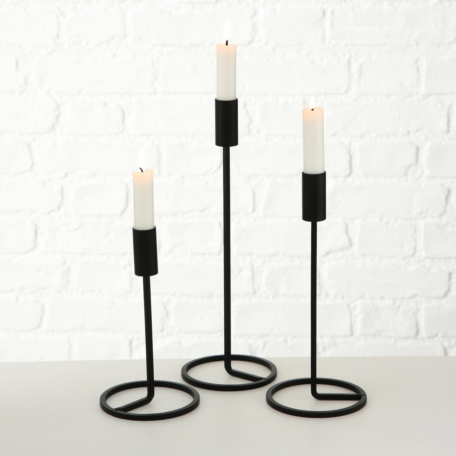 3-teiliges Kerzenständer-Set - schwarz - Eisen