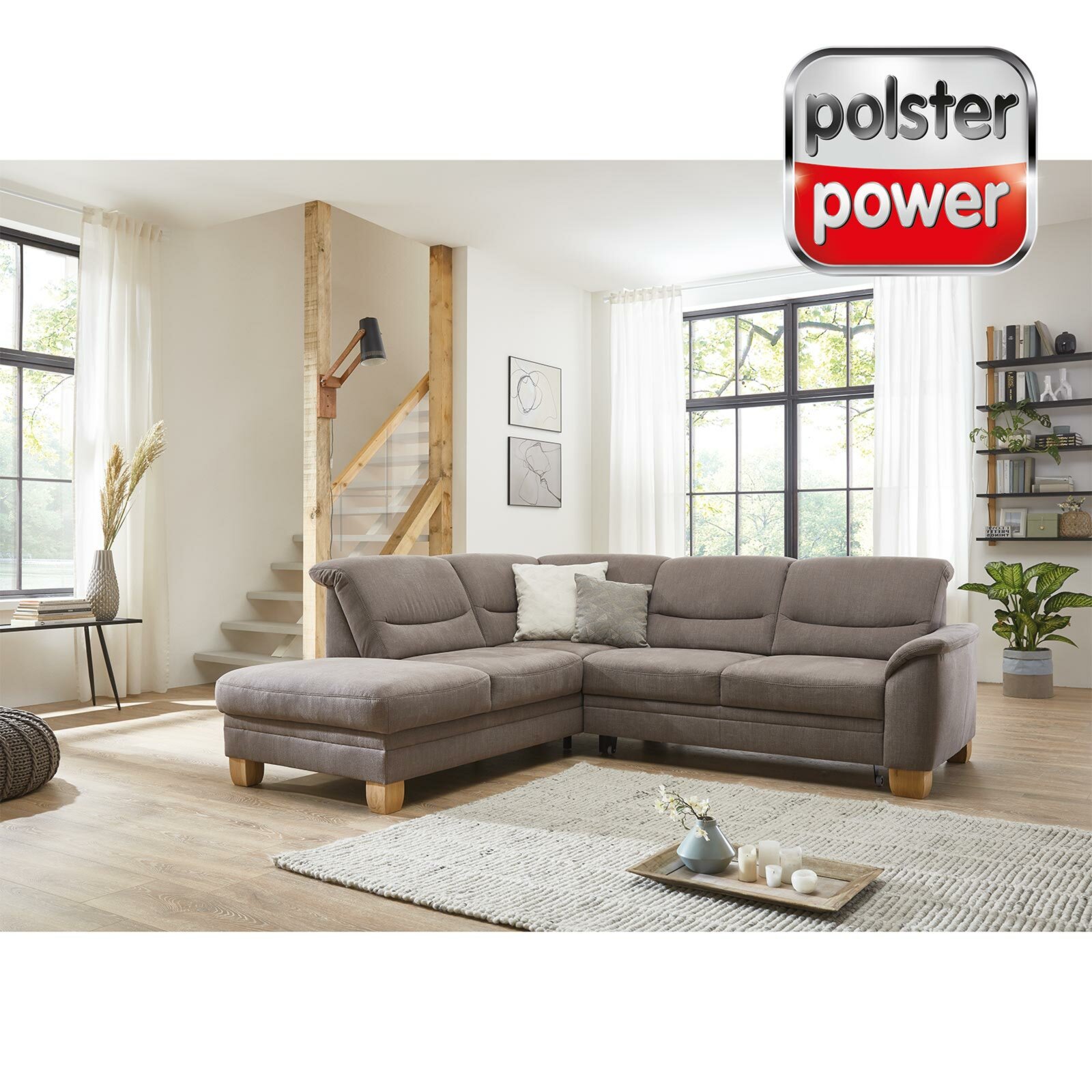 polsterpower ecksofa - mandel - recamiere links - mit