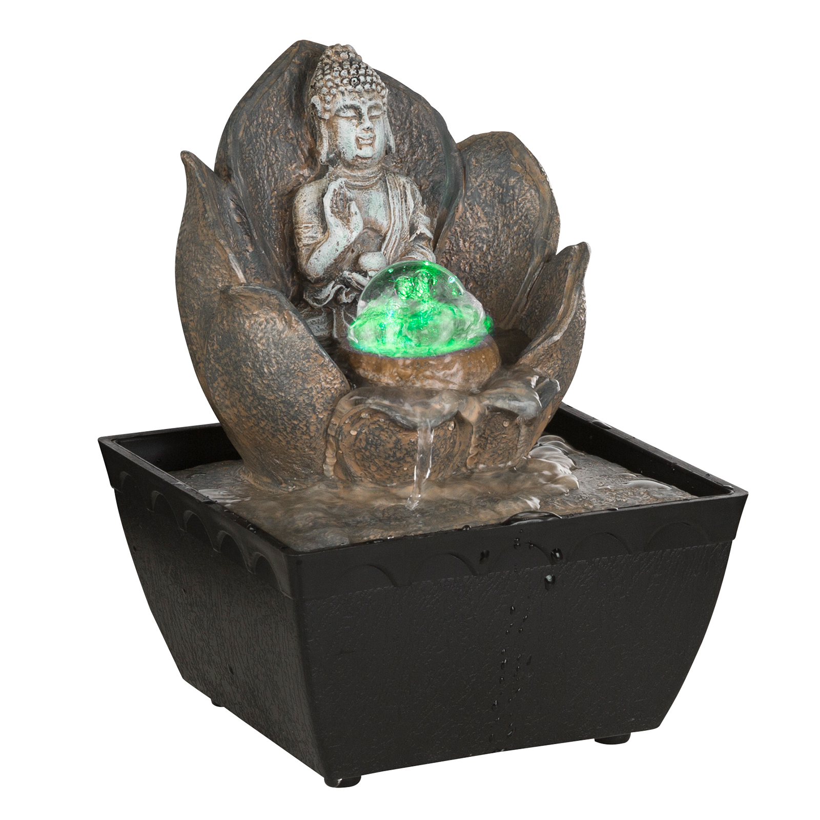 RGB-LED-Brunnen - schwarz-bronze - mit Pumpe