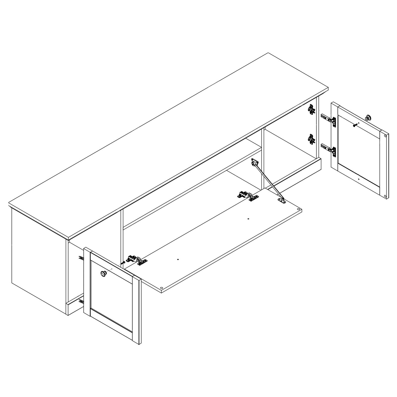 Lowboard - weiß - 177 cm breit