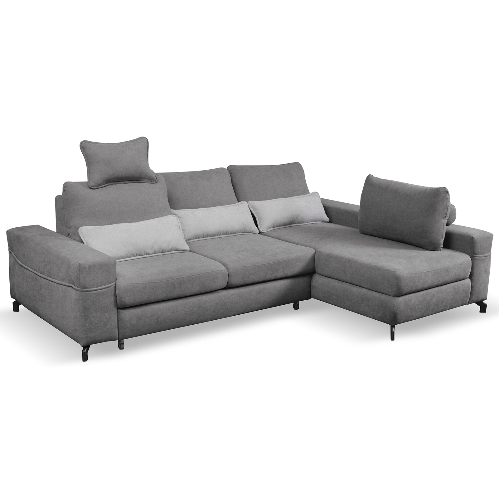 Ecksofa - dunkelgrau - Microfaser - mit Kissen
