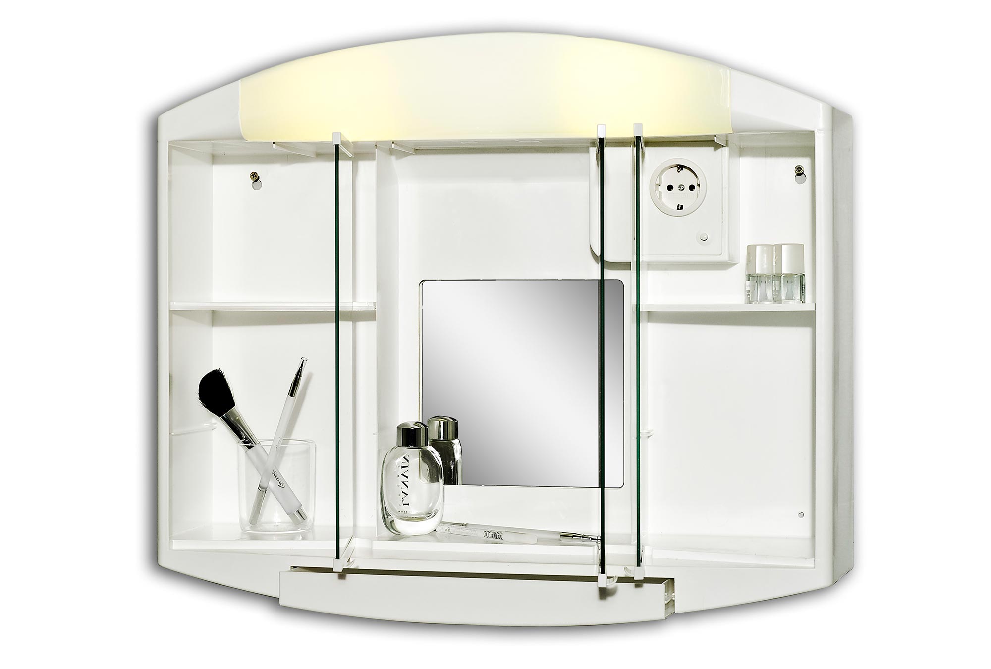 Spiegelschrank - weiß - mit Beleuchtung - 59 cm breit | Online bei