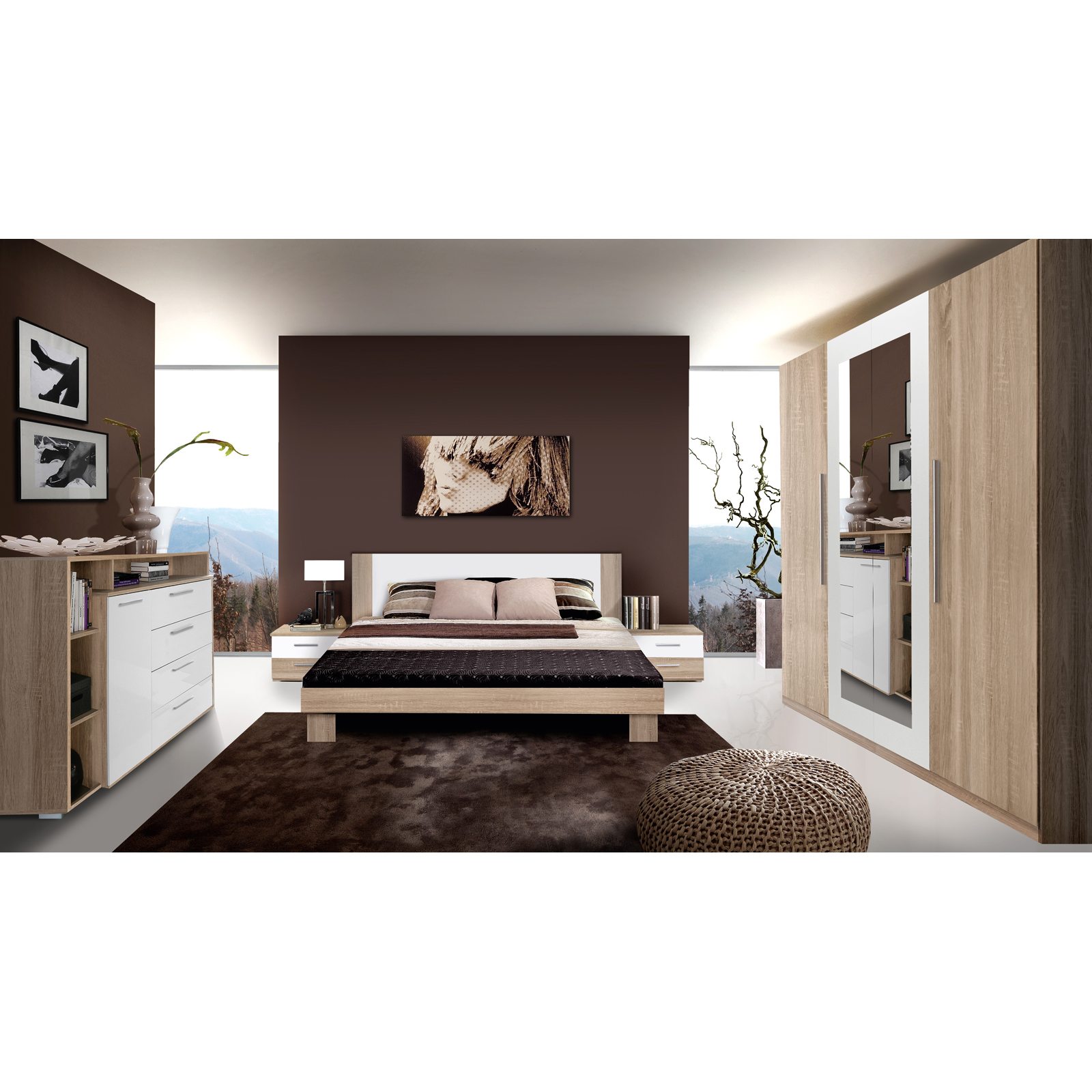 Kleiderschrank - Eiche Sonoma - Spiegel - 228 cm | Online ...