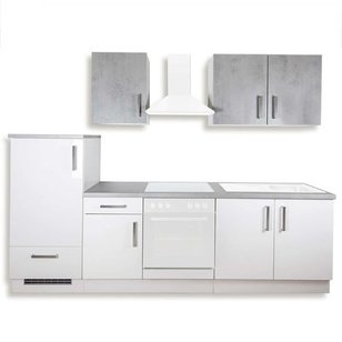 Küchenblock - weiß Hochglanz - Betonoptik - 270 cm