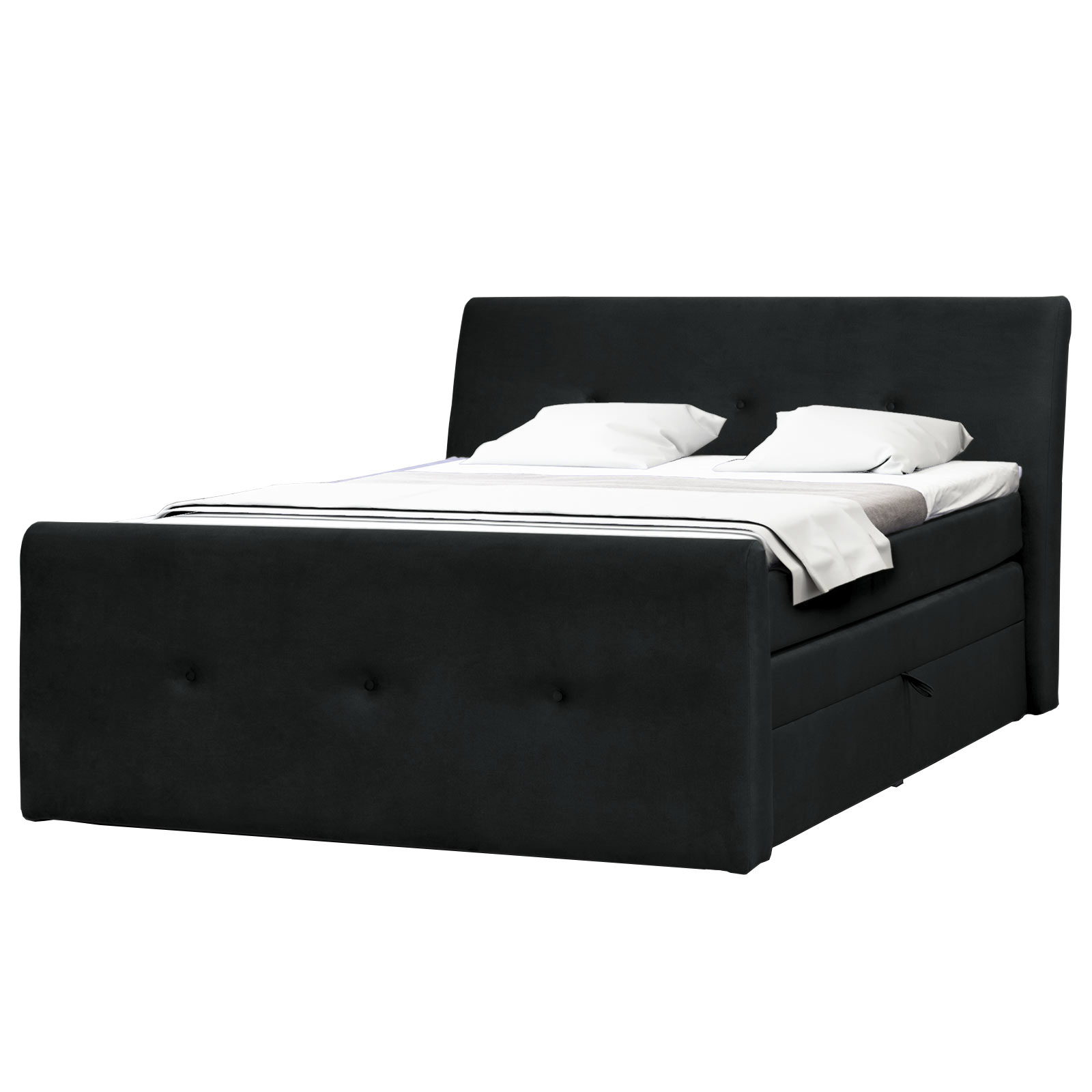 Boxspringbett - grau - H2 - Samtoptik - 180x200 cm
