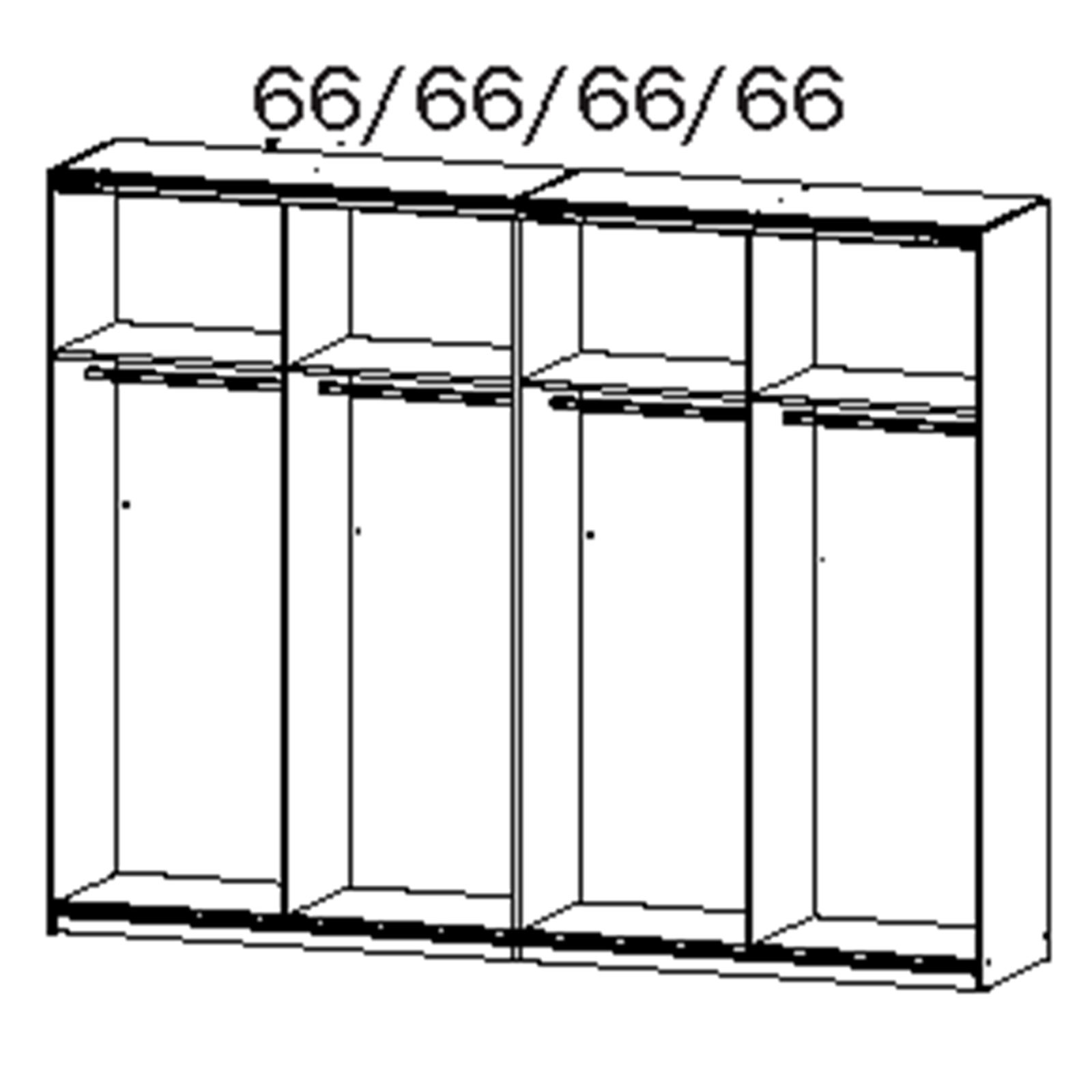 Schwebetürenschrank - Eiche Wotan - Glas weiß - 271 cm