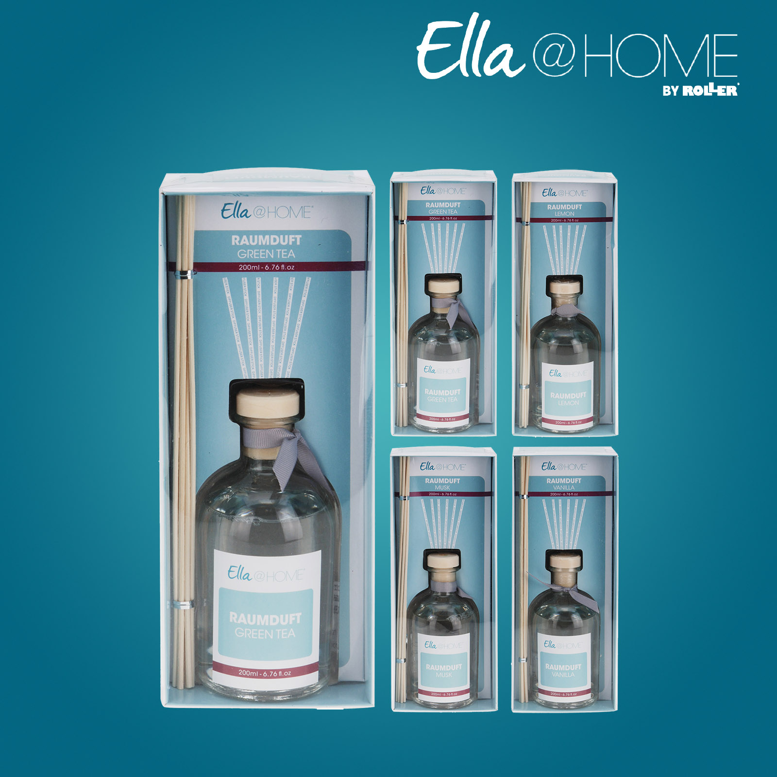 Ella@HOME Duft-Diffuser - mit Bambusstäbchen - sortiert - 200 ml