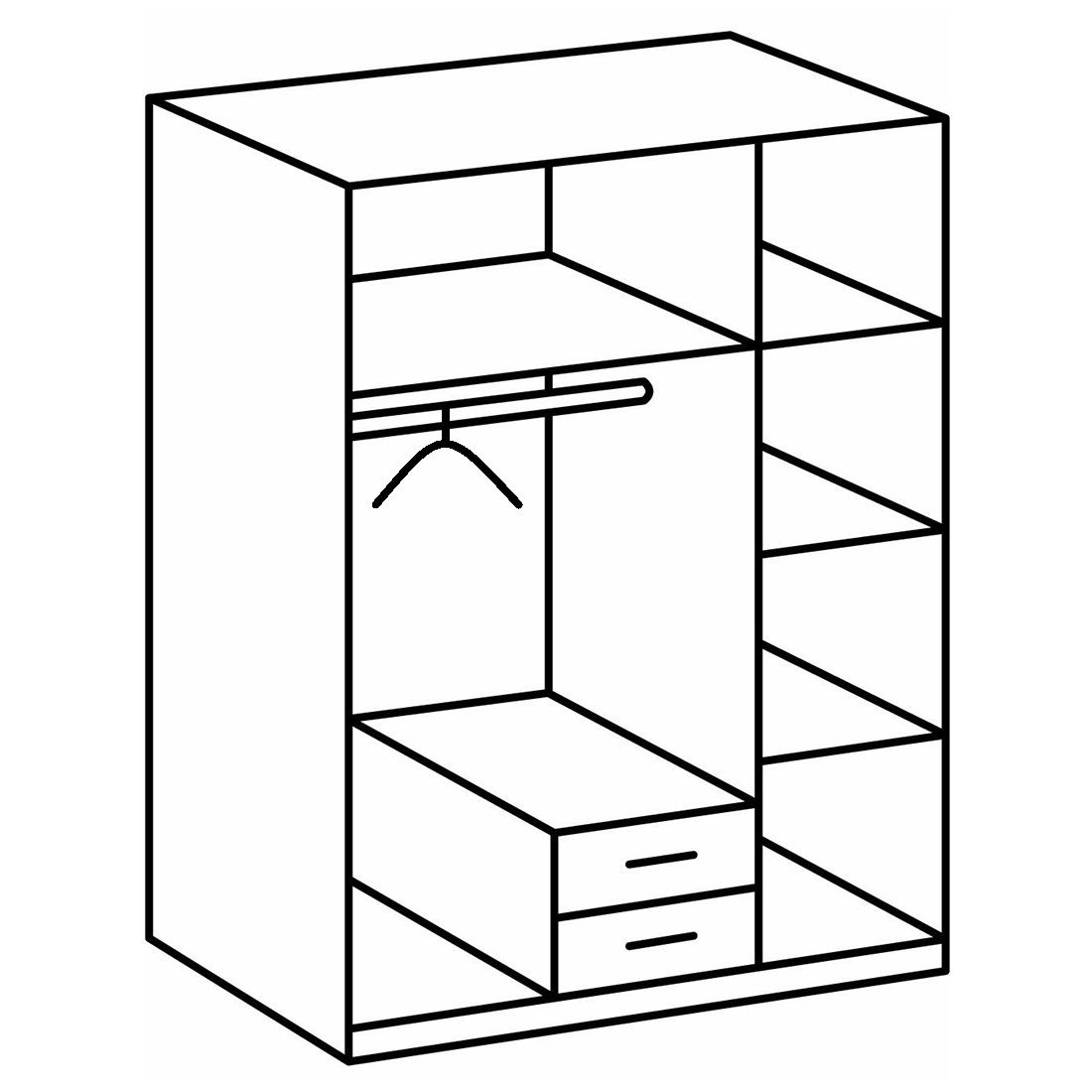 Drehtürenschrank - weiß-Sonoma Eiche - 135 cm breit