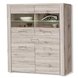 Highboard PORTLAND - Vitrine - Sandeiche - Beleuchtung - 130 cm