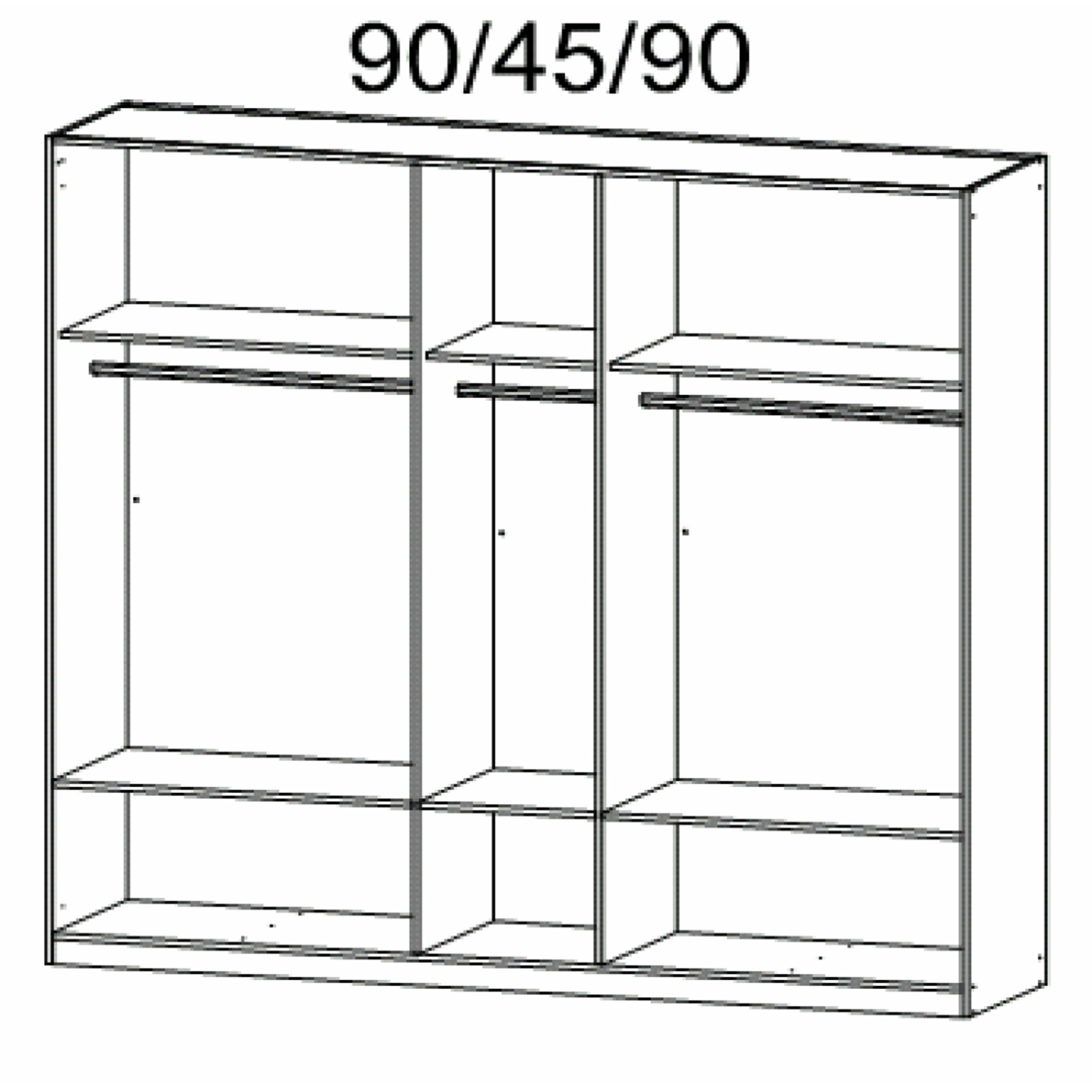 Kombi-Drehtürenschrank - alpinweiß-grau metallic - 226 cm