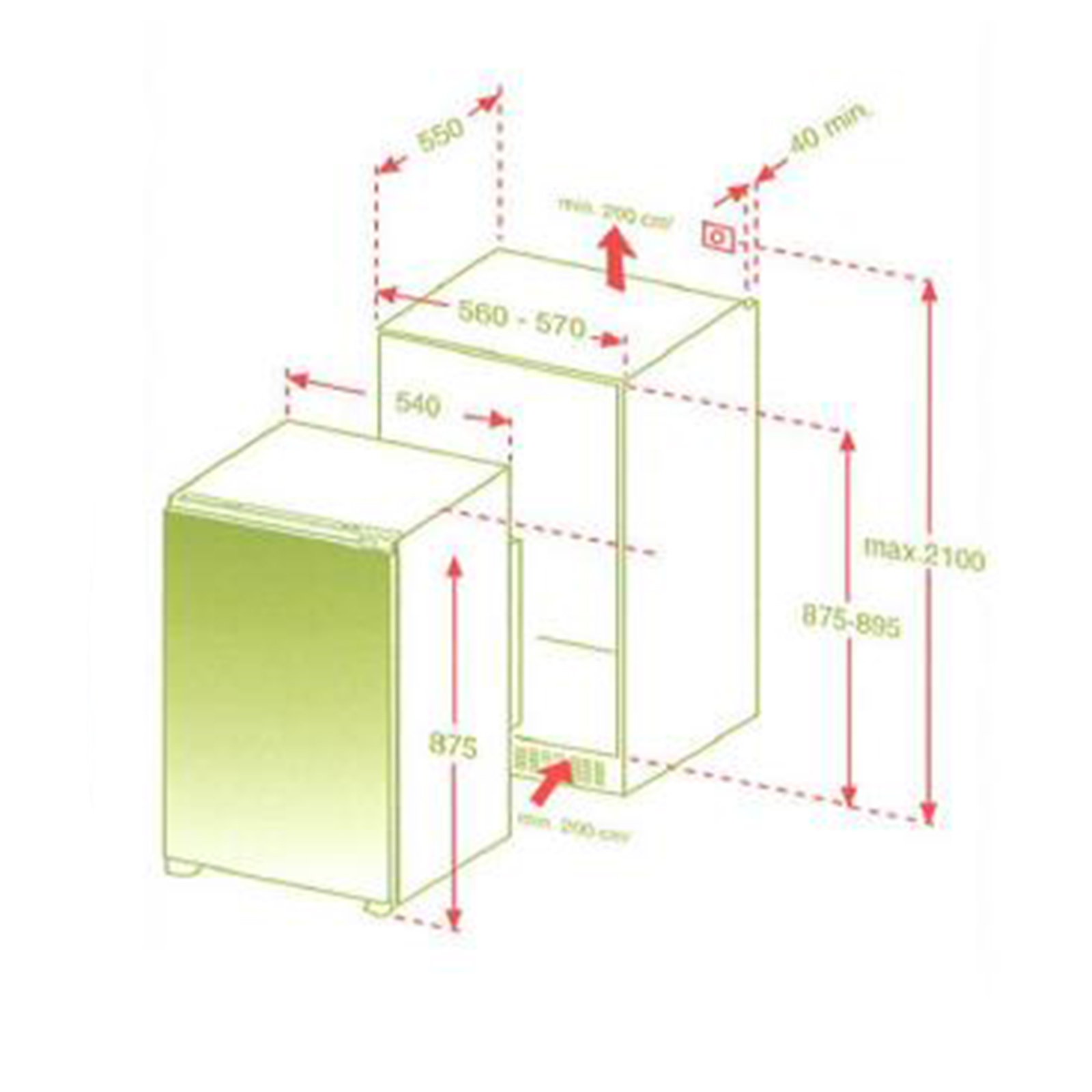 ATLANTIC Einbau-Kühlschrank ATLVEKS88X10A - weiß - A+