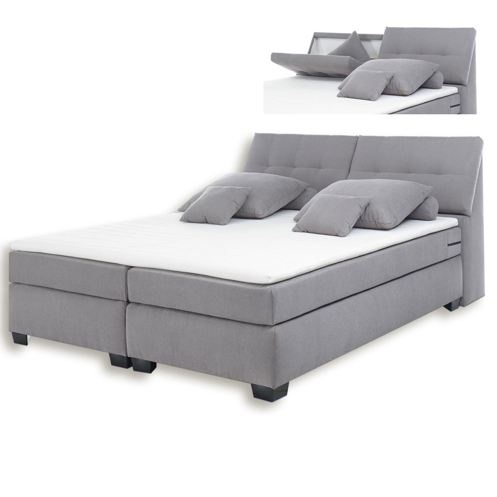 Boxspringbett SEVILLA H2 grau 180x200 cm