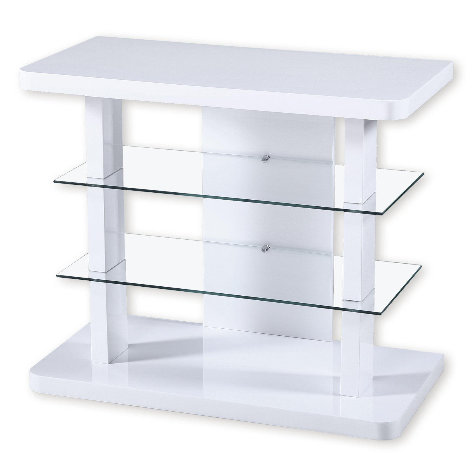 TVRack TRISTAN TOWER weiß Hochglanz Glas TVRacks