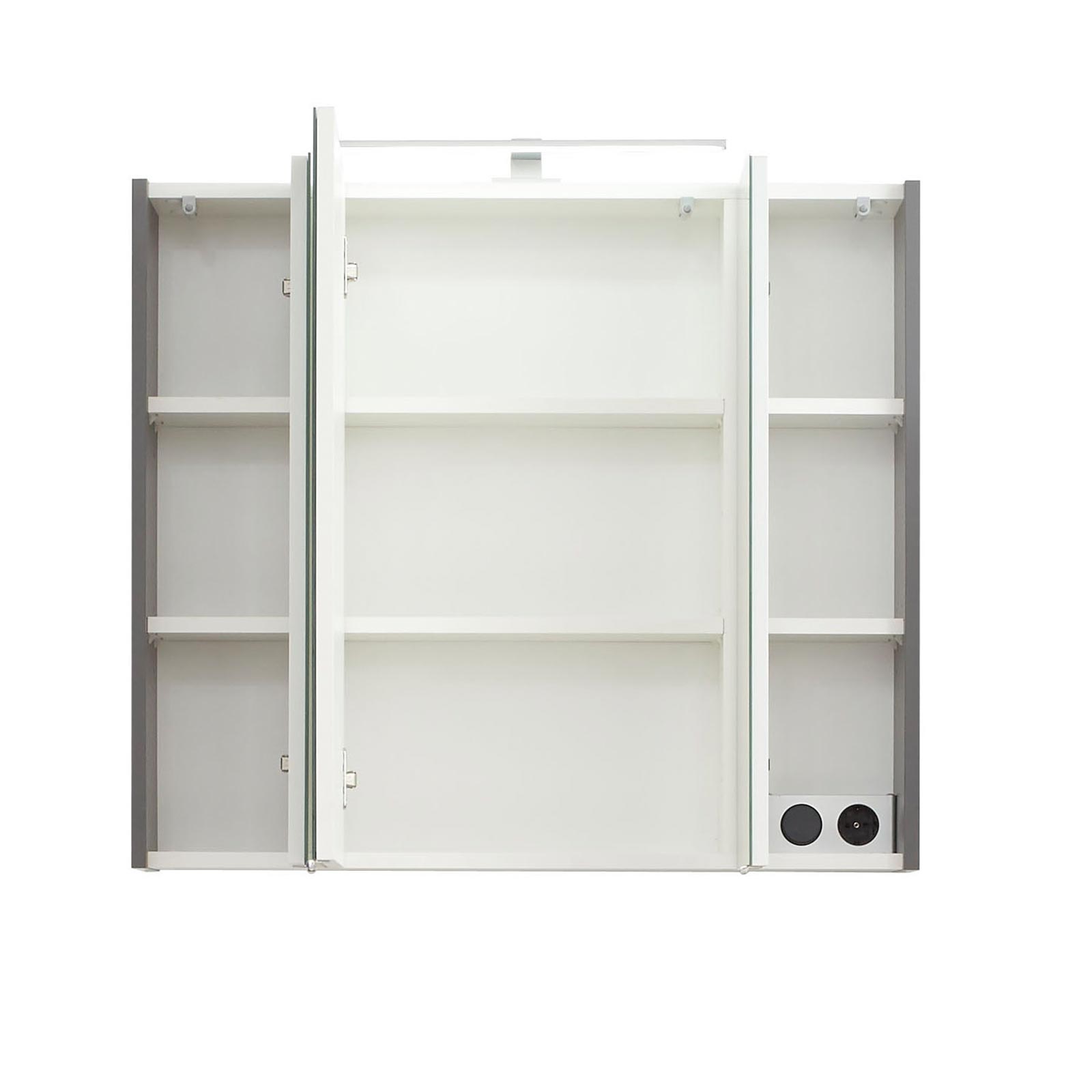 Spiegelschrank - Quarzgrau matt - mit Beleuchtung - 80 cm
