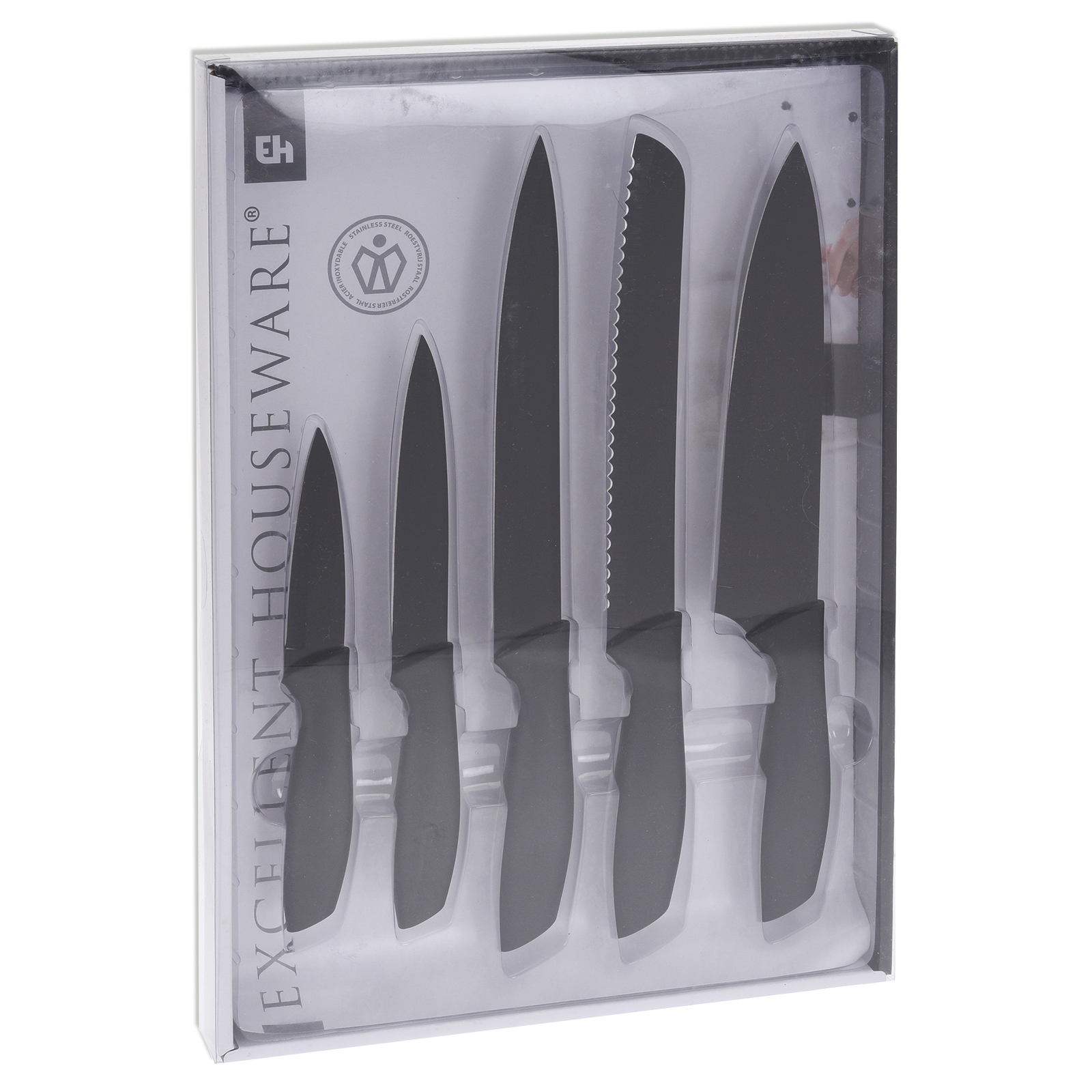5-teiliges Messerset - schwarz - Edelstahl