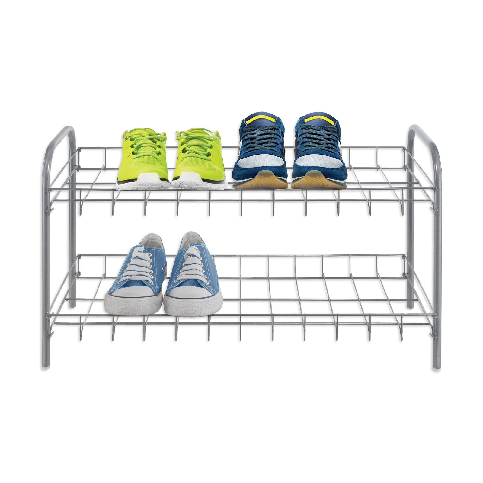 Schuhregal - silber - Metall - 2 Etagen