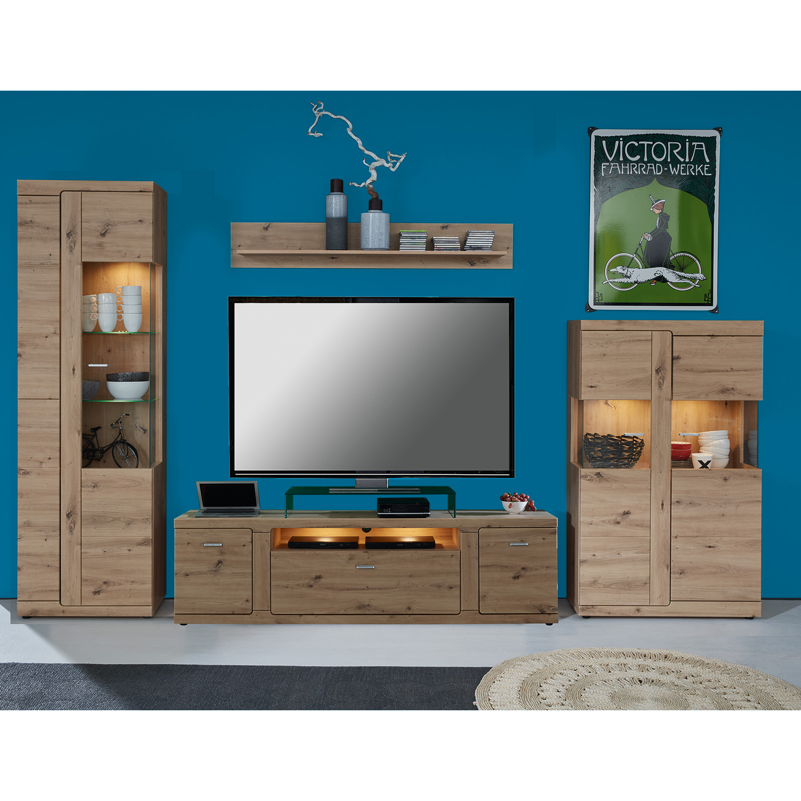 Standvitrine - Artisan Eiche - 136 cm