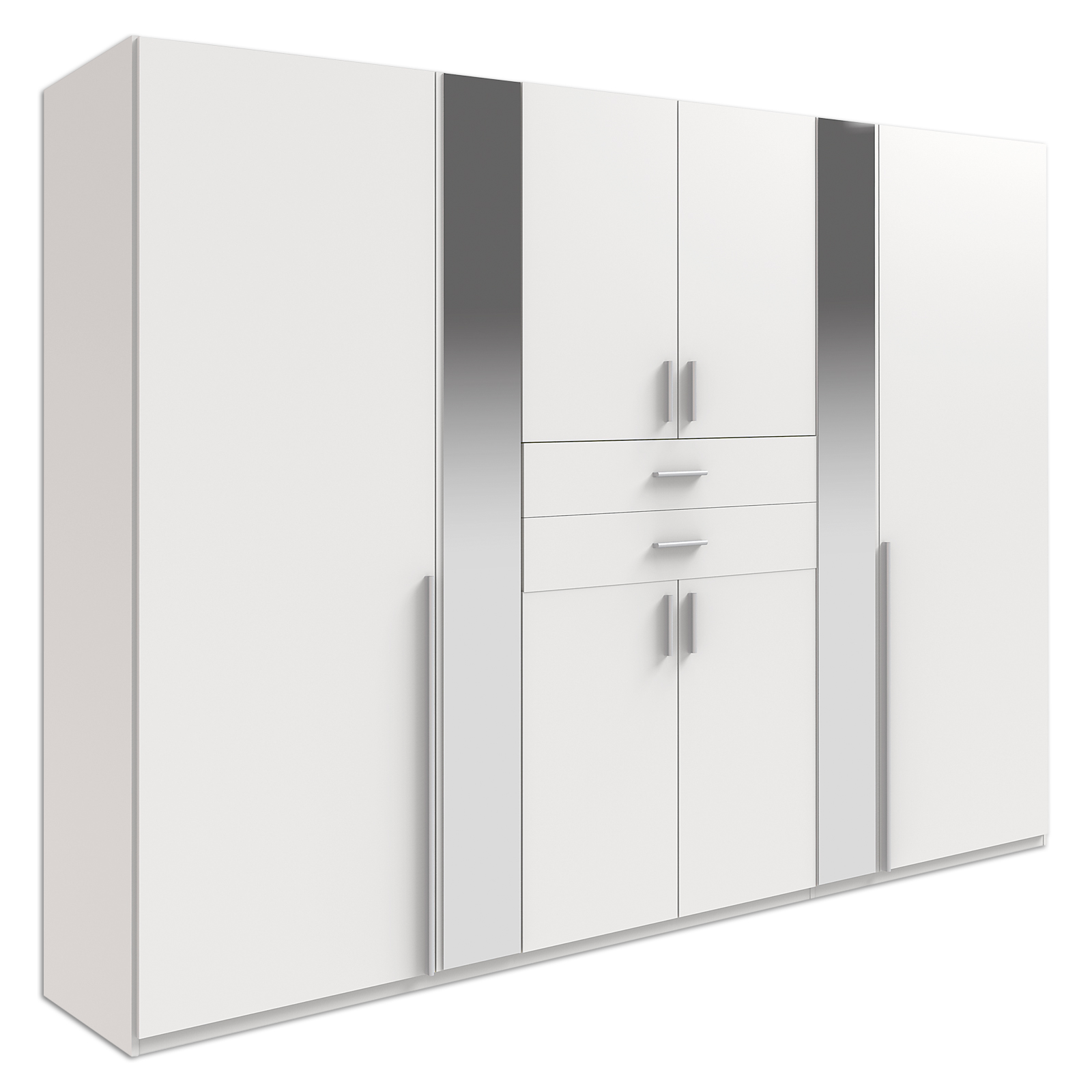 Drehtürenschrank - weiß - 2 Spiegel - 270 cm breit