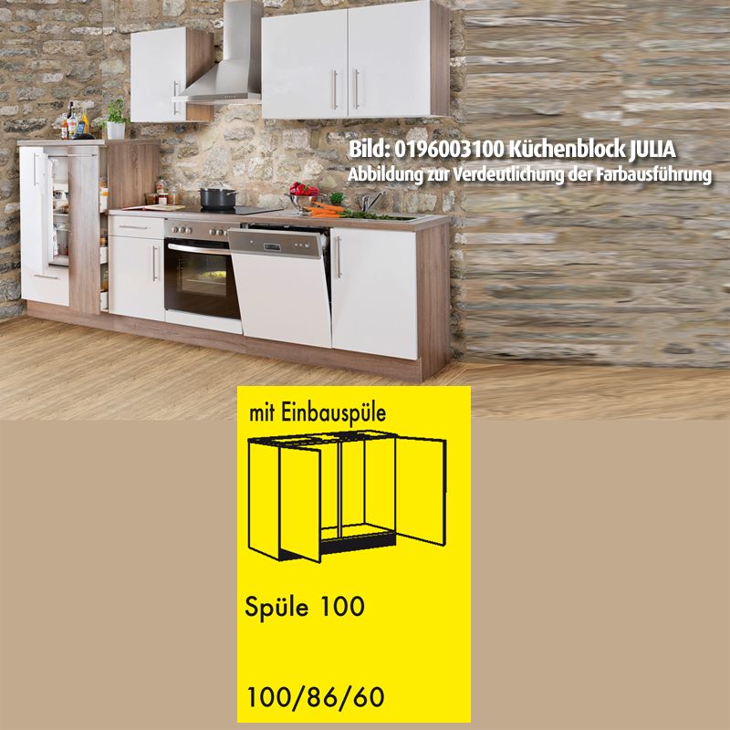 Spülenunterschrank - weiß Hochglanz-Trüffel - 100 cm