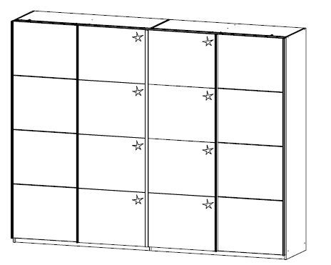 Schwebetürenschrank - grau metallic-weiß Hochglanz - 271 cm