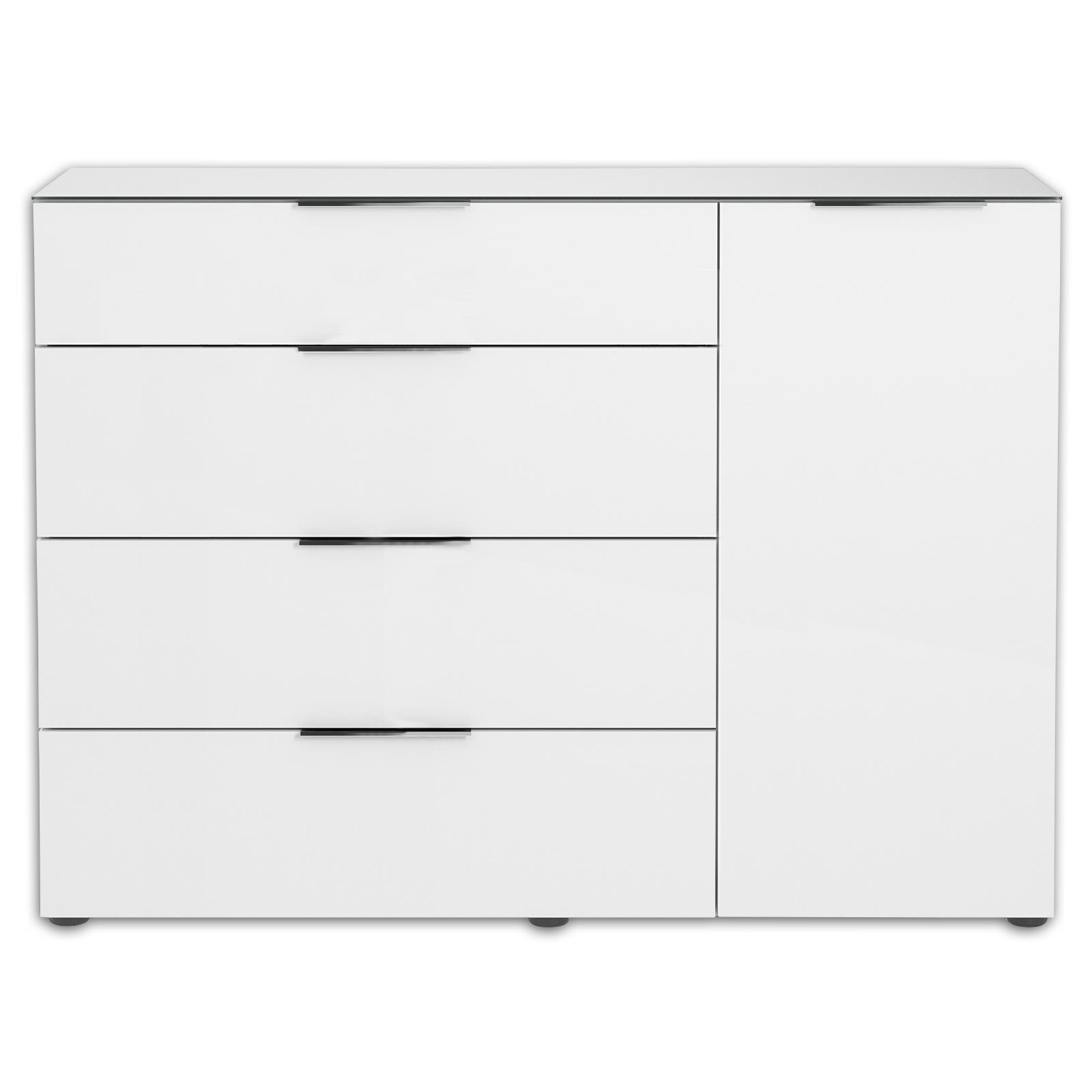 Kommode - weiß matt - Glasaufsatz - 135 cm