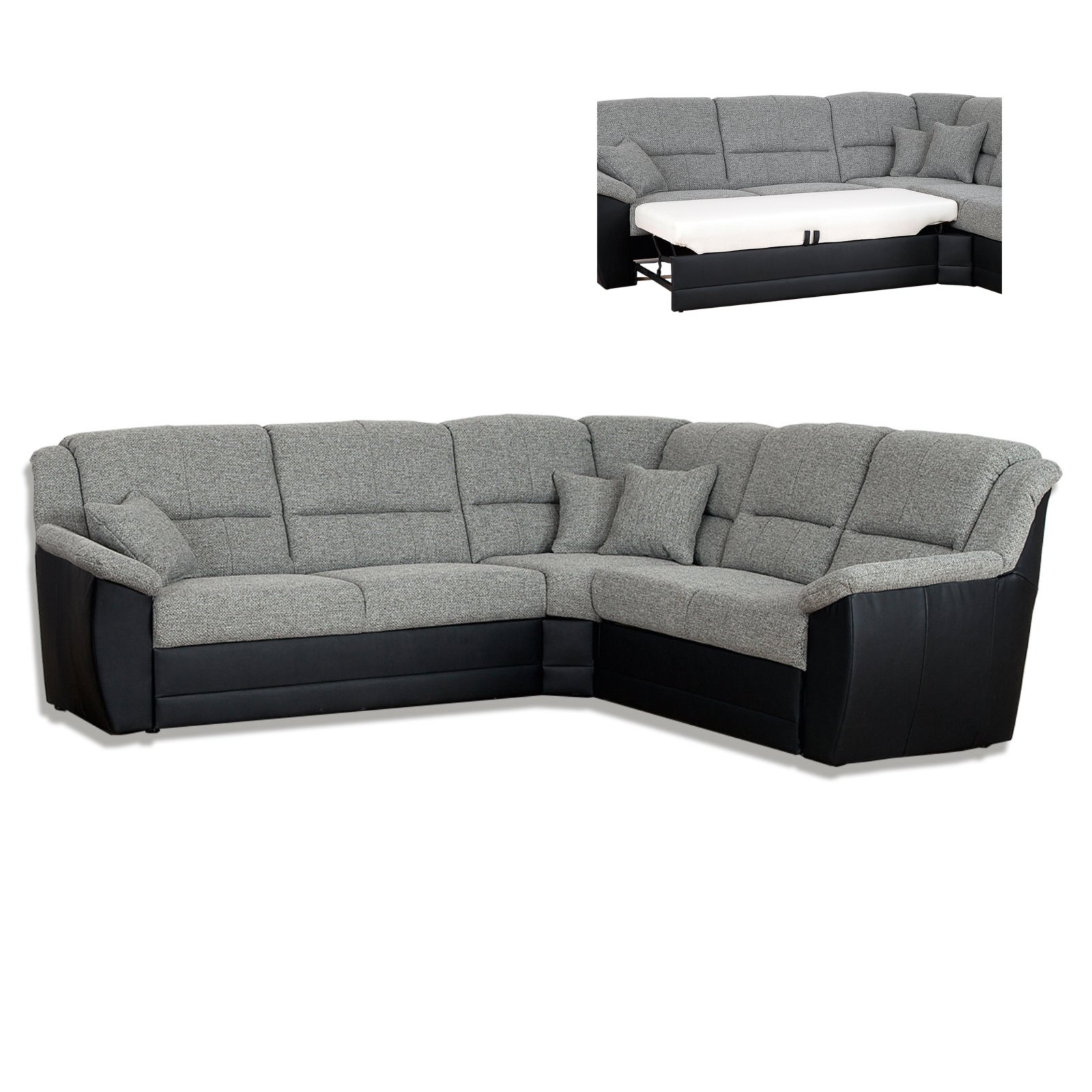 Ecksofa grauschwarz Liegefunktion Ecksofas LForm Sofas