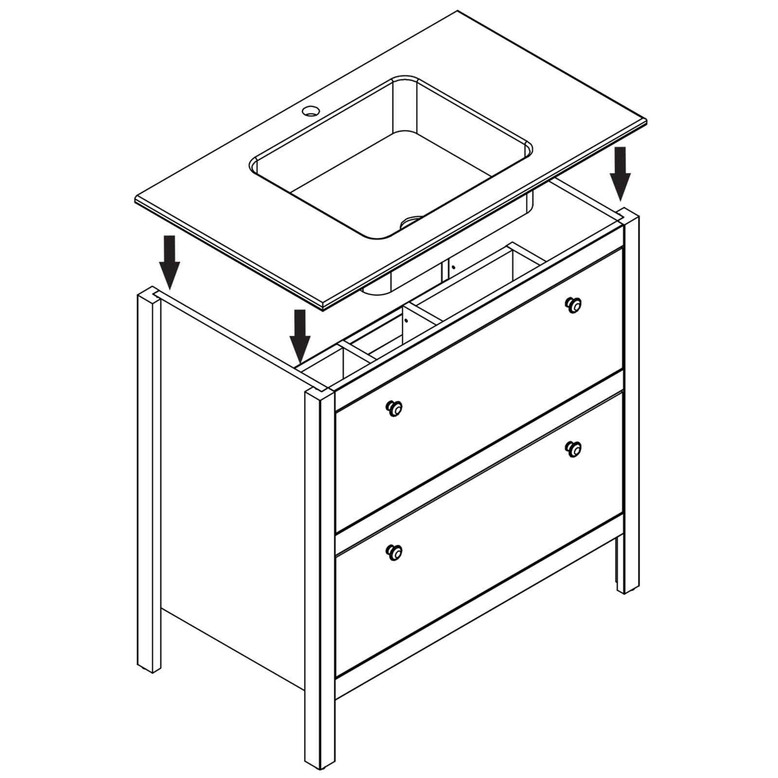 Waschbeckenunterschrank - weiß - mit Keramikbecken - 81 cm breit
