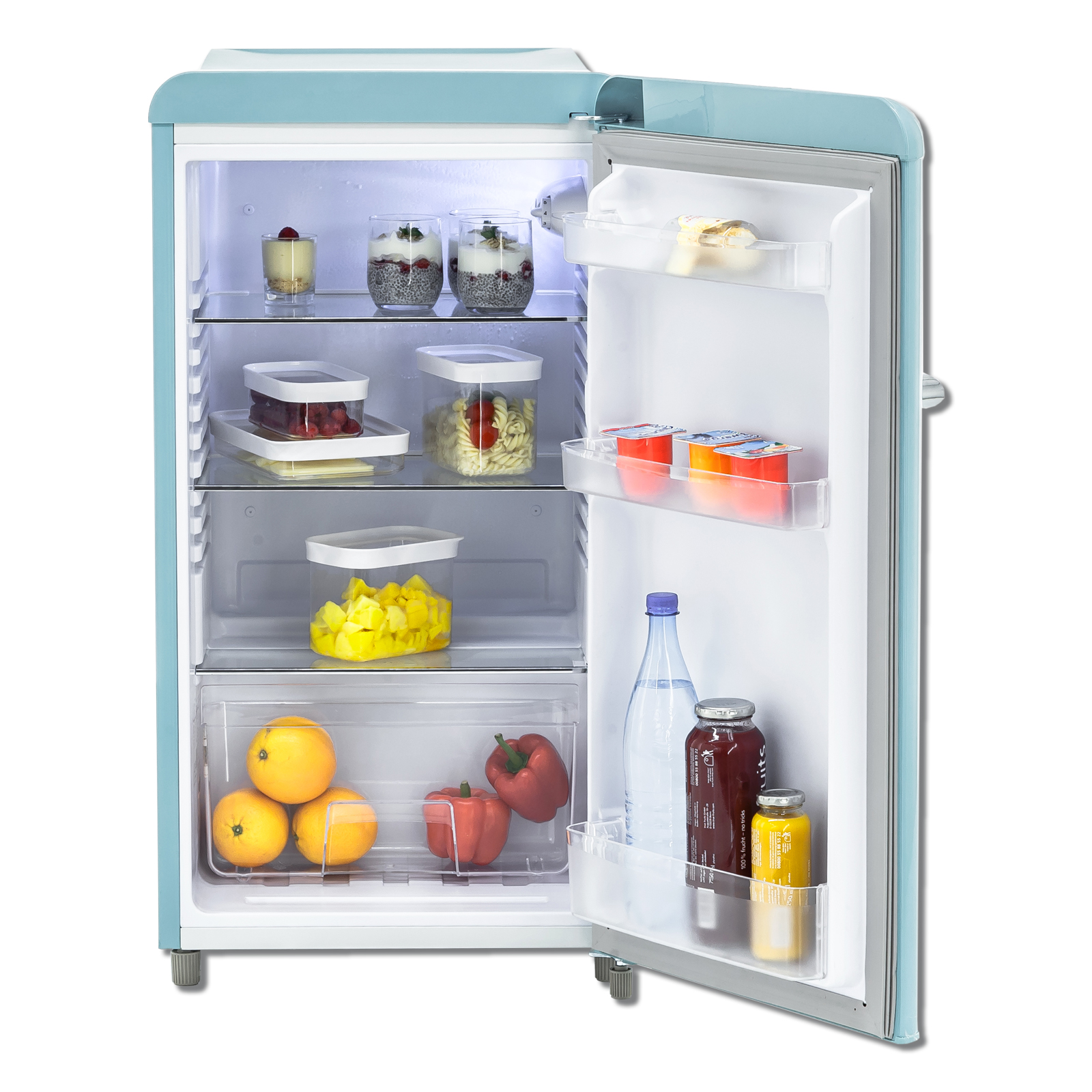 EXQUISIT Kühlschrank - RKS 100-16RVA++ - taubenblau - Retrooptik