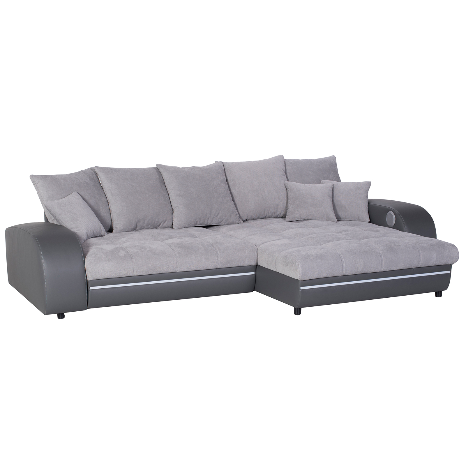 RGB-LED-Ecksofa - grau-hellgrau - Soundsystem