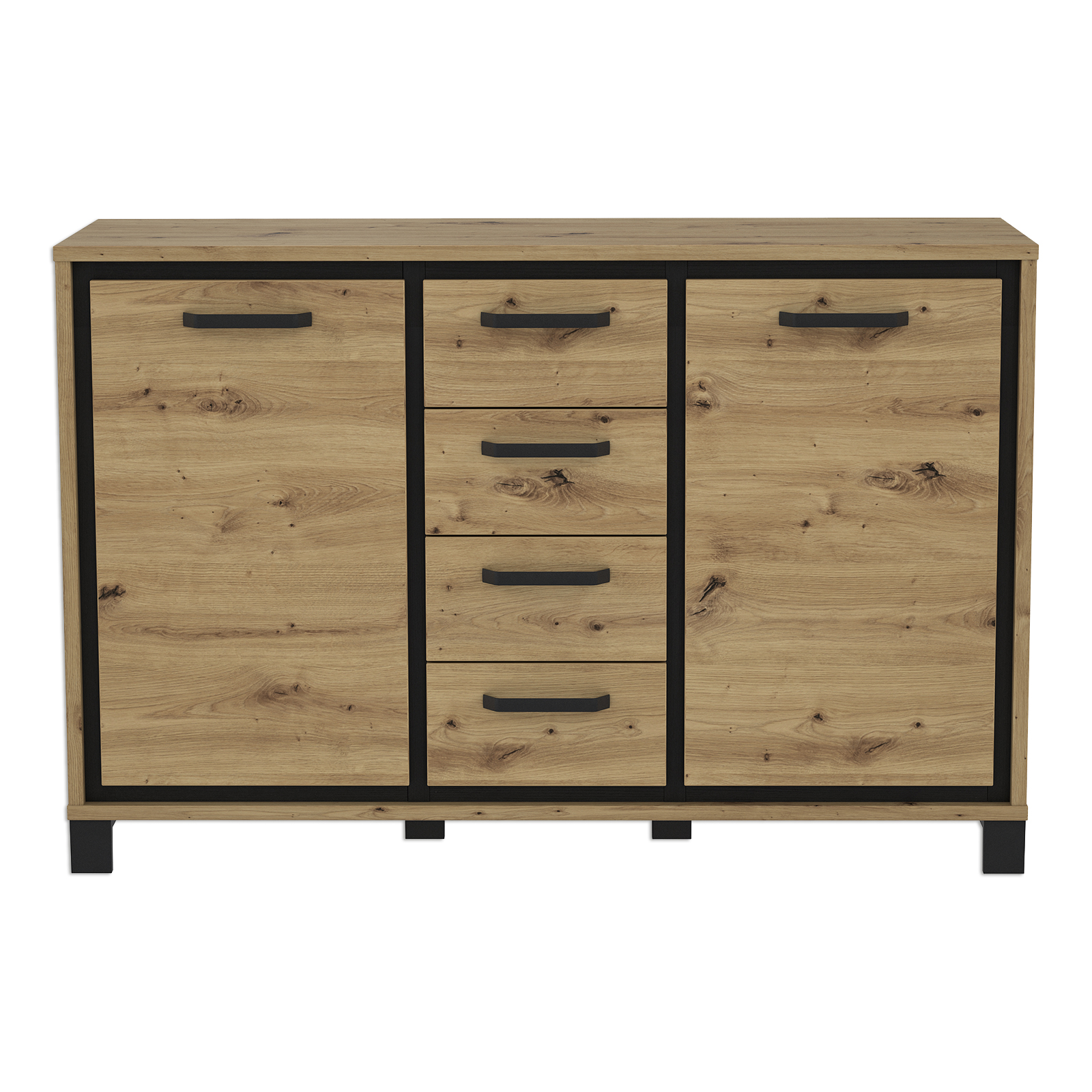 Kommode Artisan EicheSchwarzeiche 4 Schubkästen
