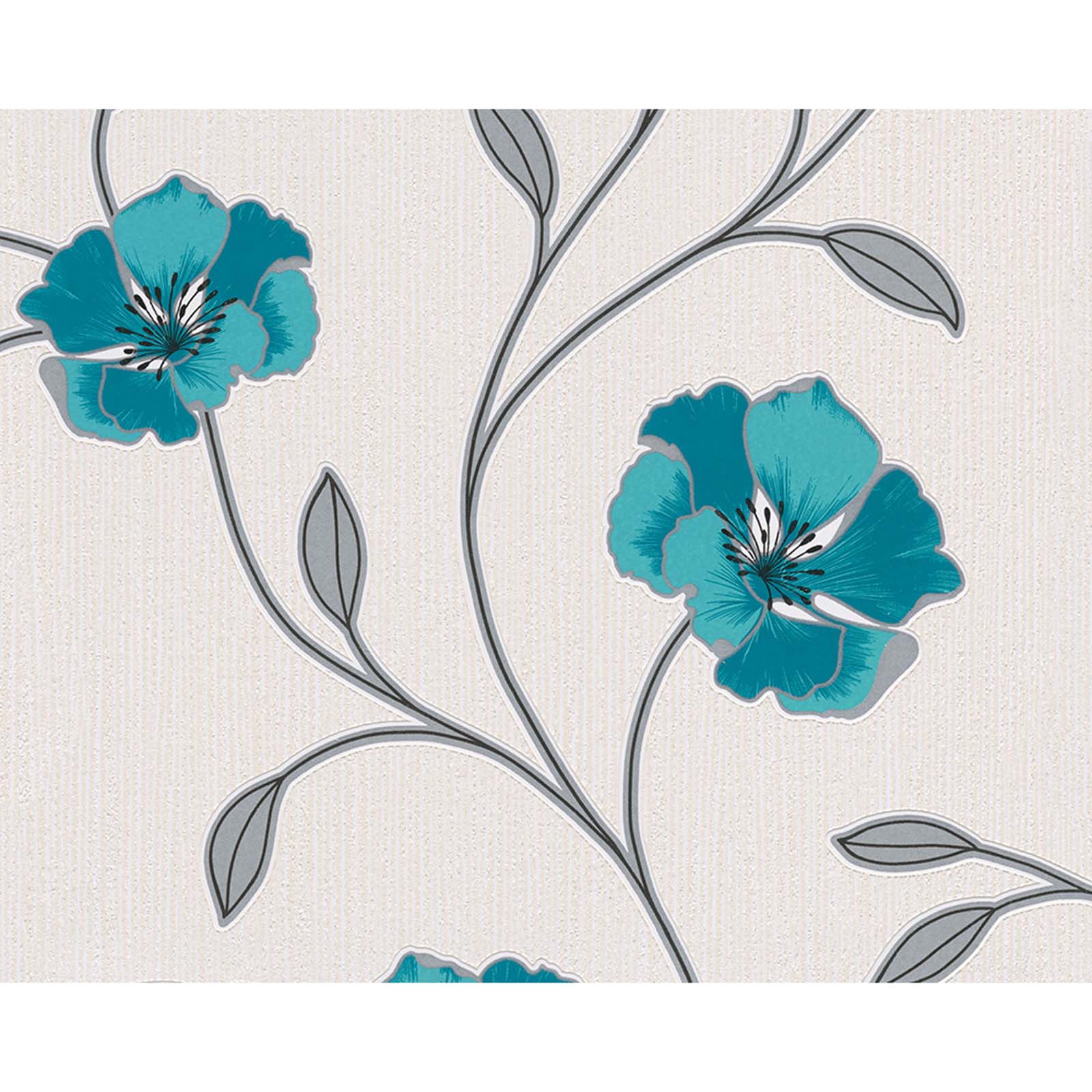 Tapete Vinyl - Blumen - Türkis - 10,05 x 0,53 m