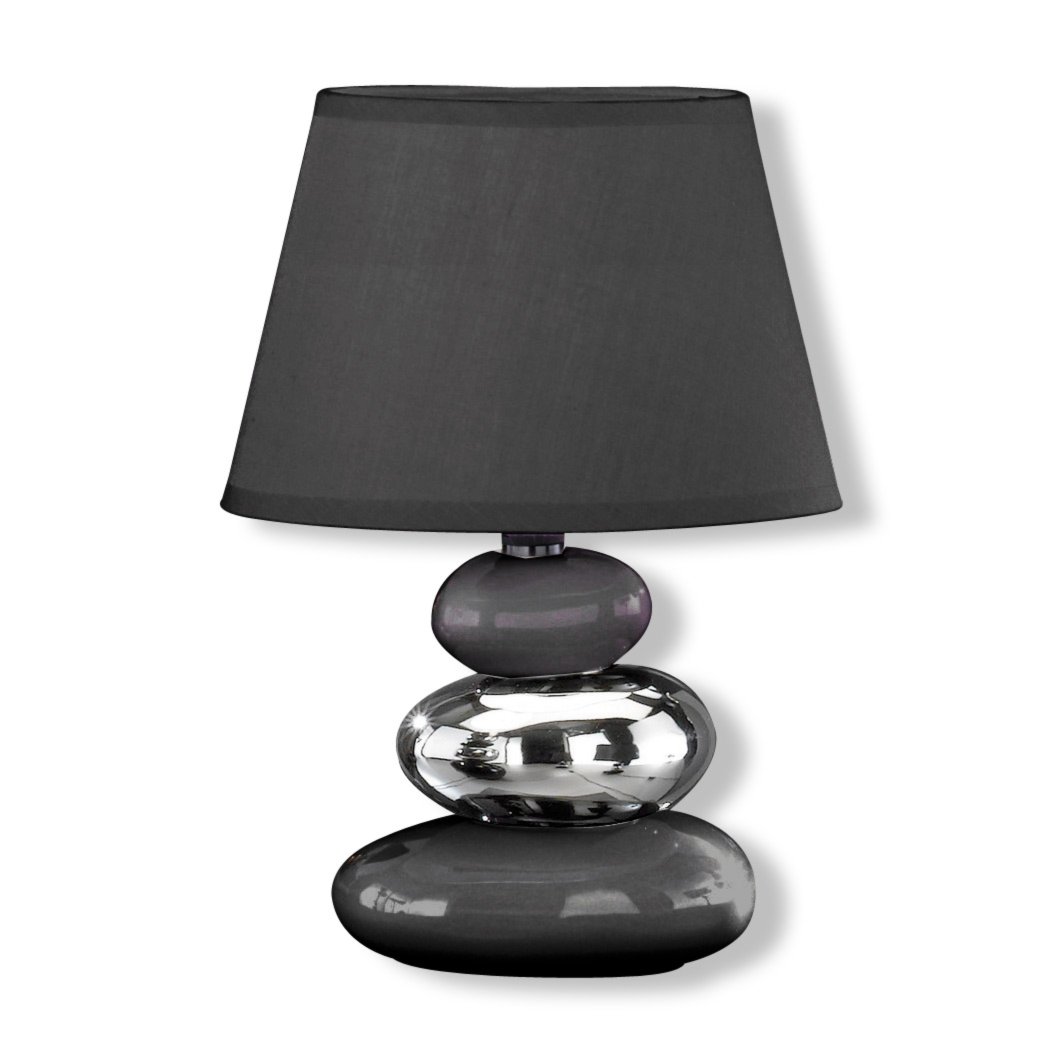 Tischlampe STONE BLACK Keramik schwarz silber Tischlampe STONE BLACK Keramik schwarz silber
