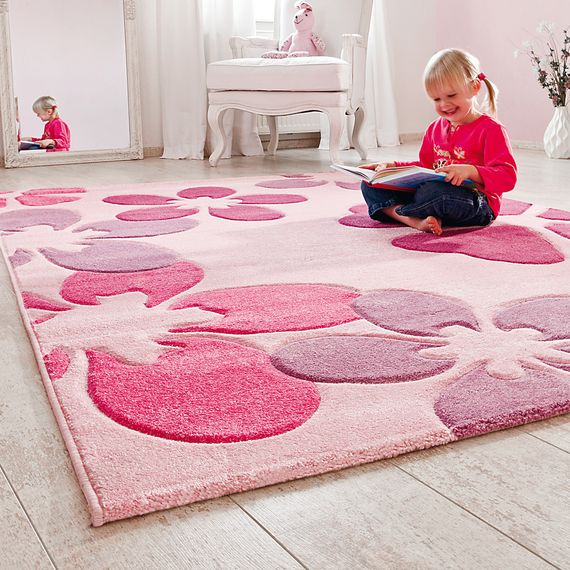 Kurzflorteppich - pink - 170x230 cm